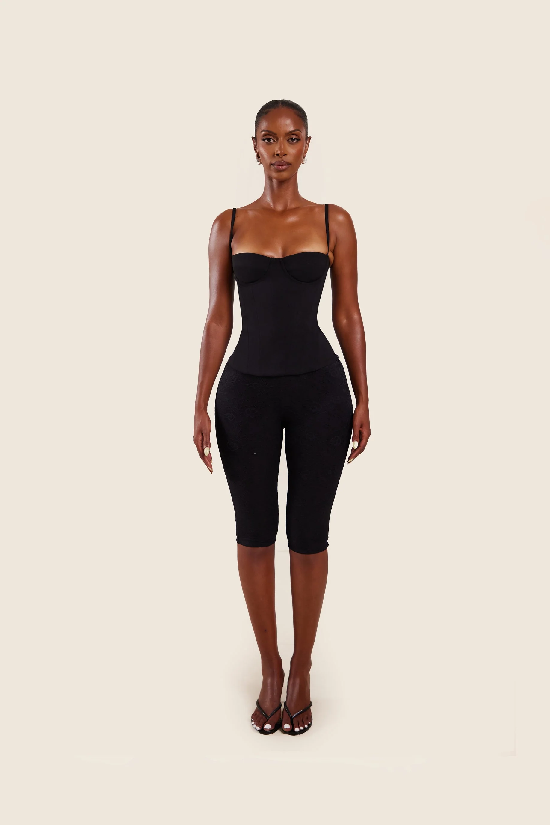 The Everly Lace Up Corset Top in Black - Image 13