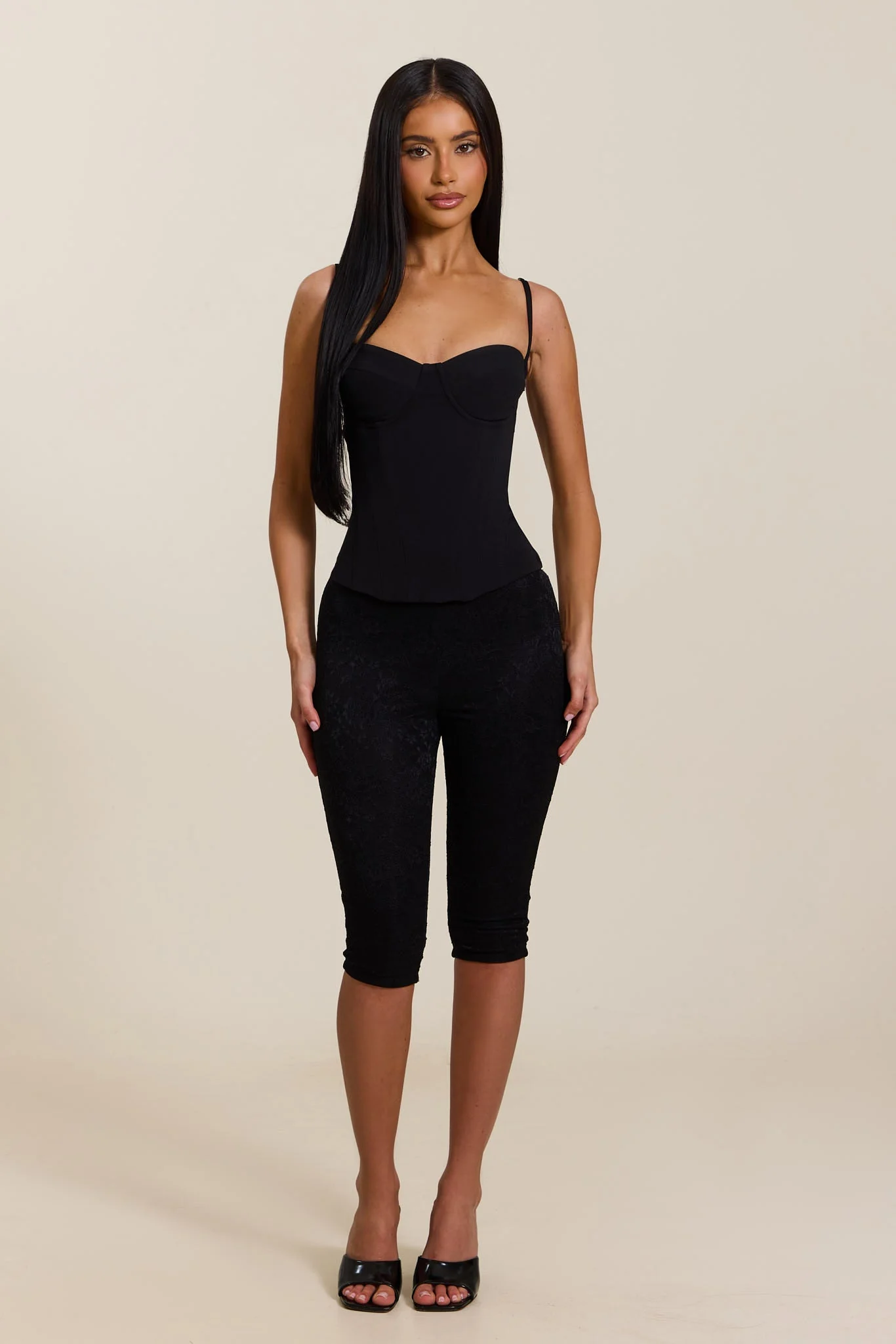 The Everly Lace Up Corset Top in Black - Image 9