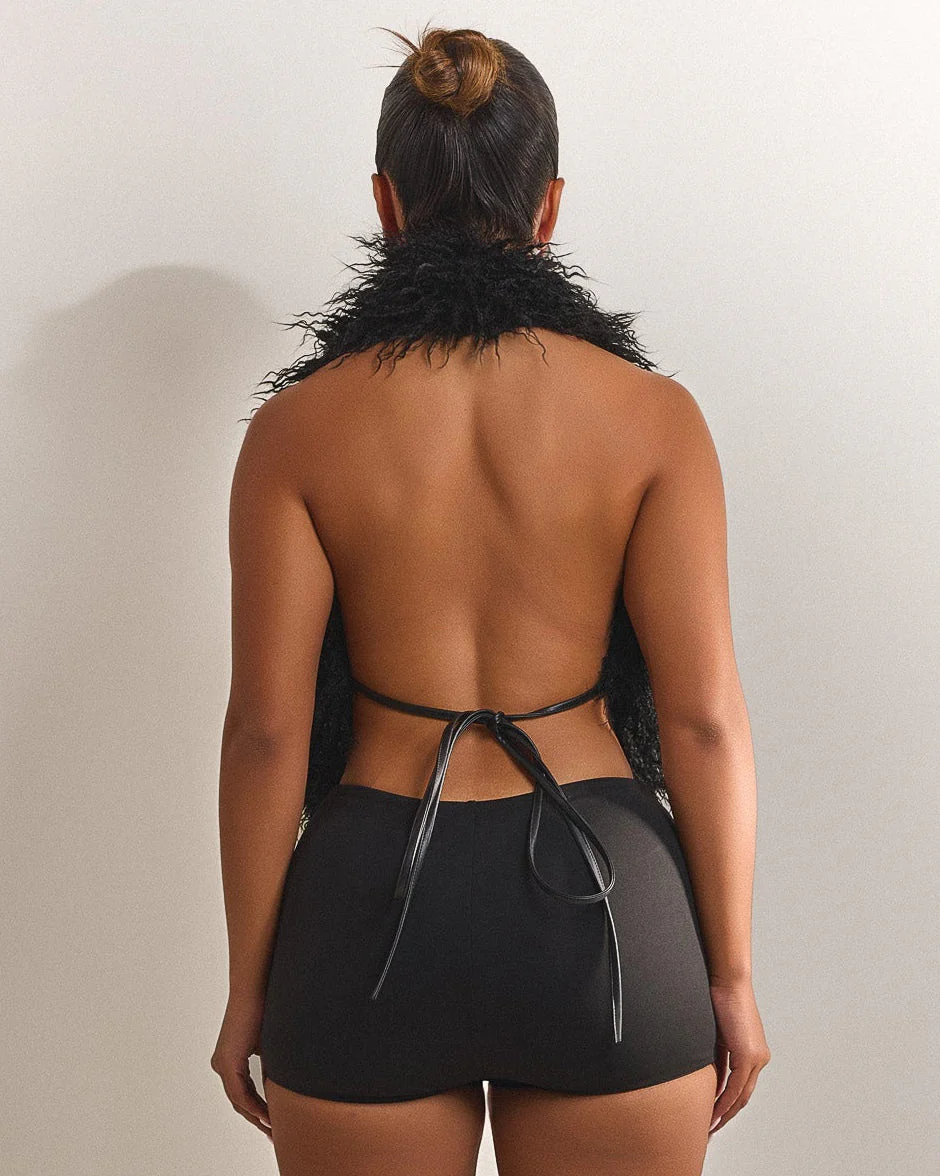 The Fur Leia Top in Black - Image 3