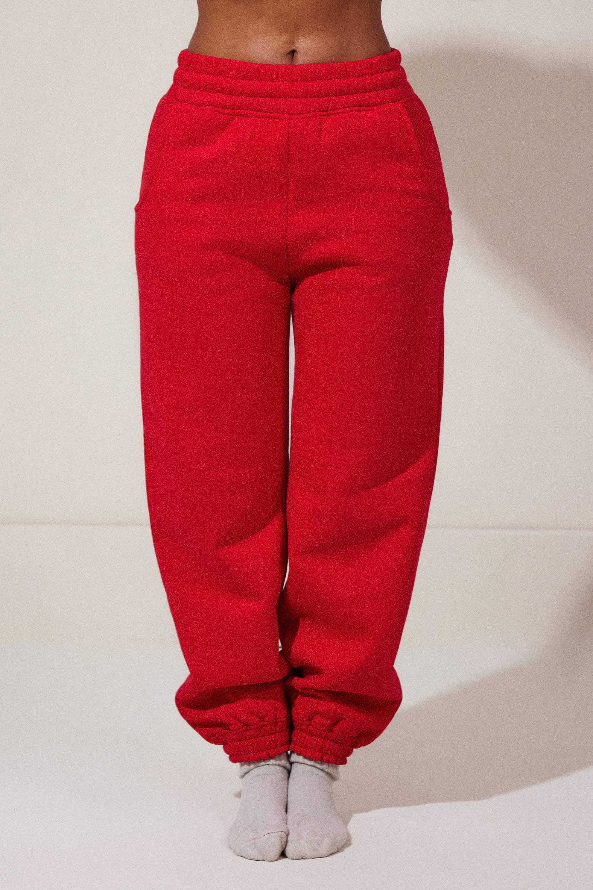 The Graphic Varsity Cuffed Joggers in Red - Image 3