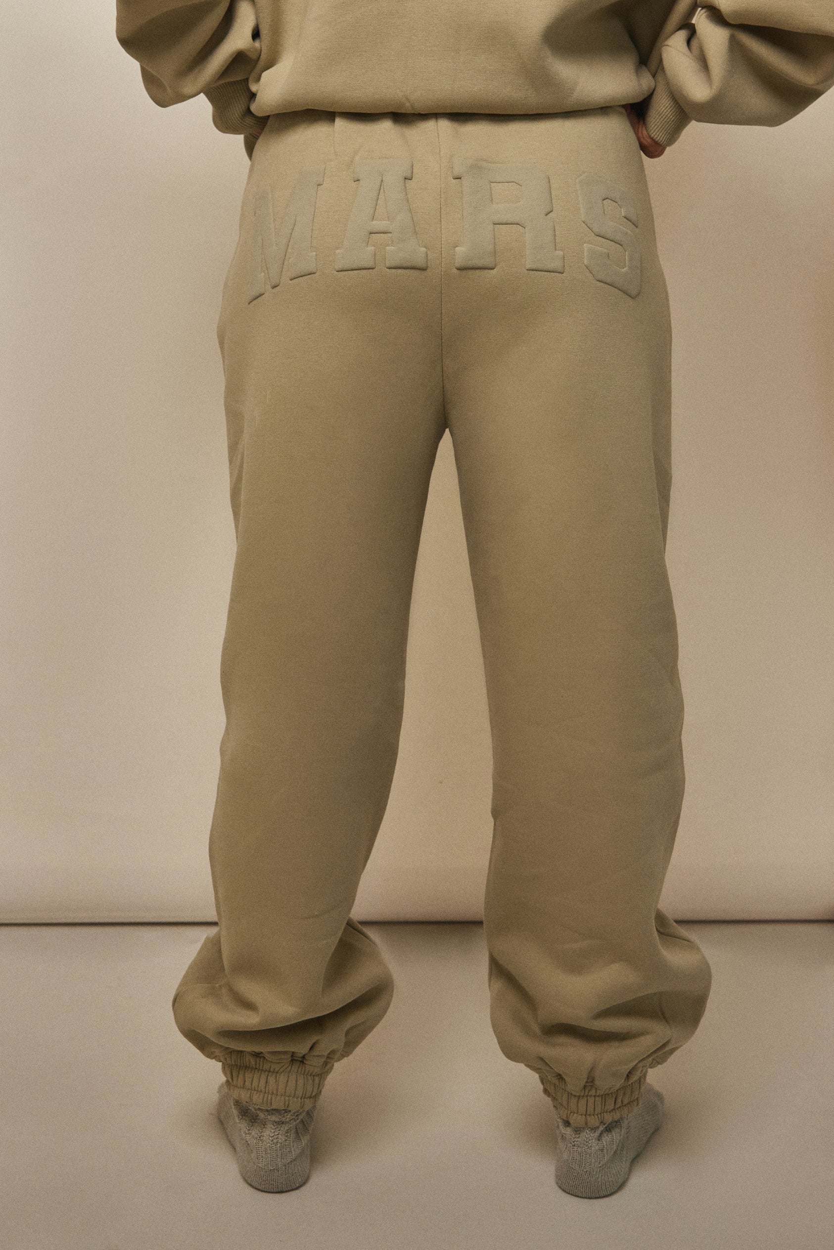 The Graphic Varsity Cuffed Joggers in Stone - Image 6