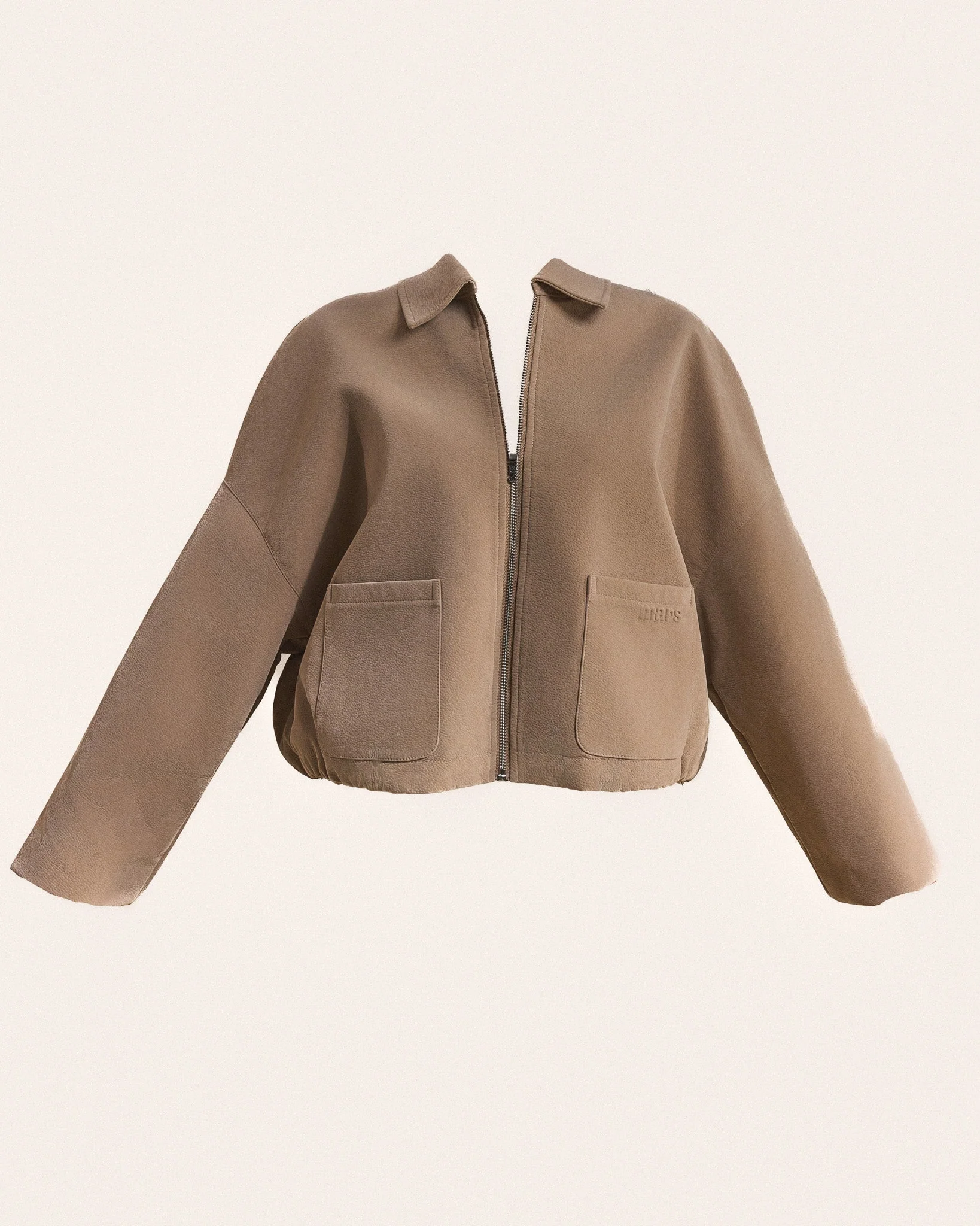 The Isla Faux Suede Cropped Jacket in Beige - Image 6