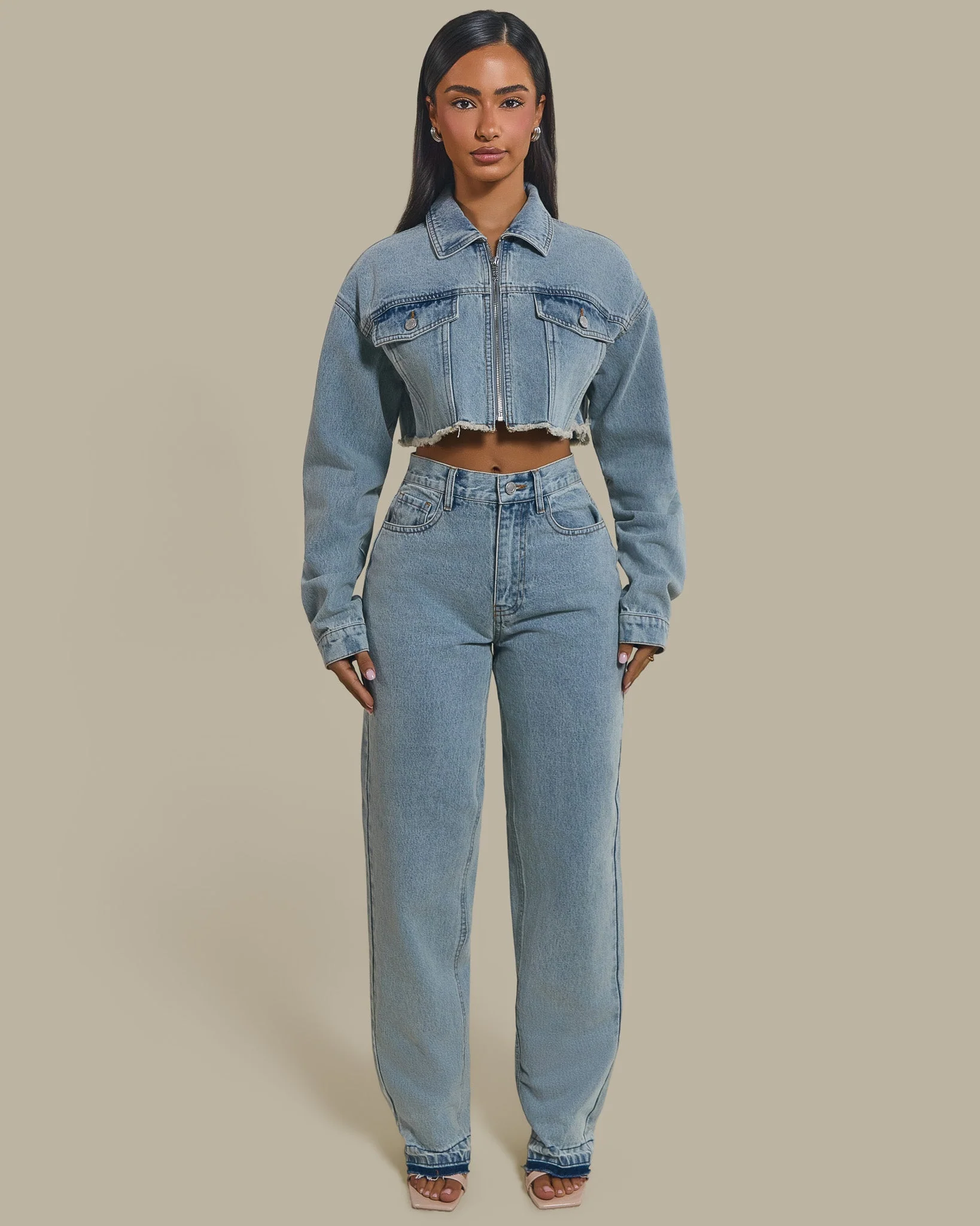 The Kali Mid-Rise Jeans in Light Wash Blue - Image 6