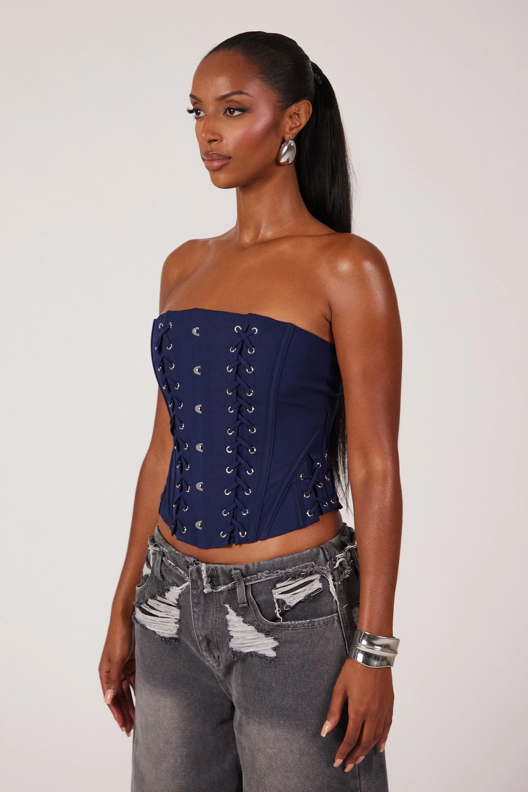 The Kayli Corset in Navy - Image 2