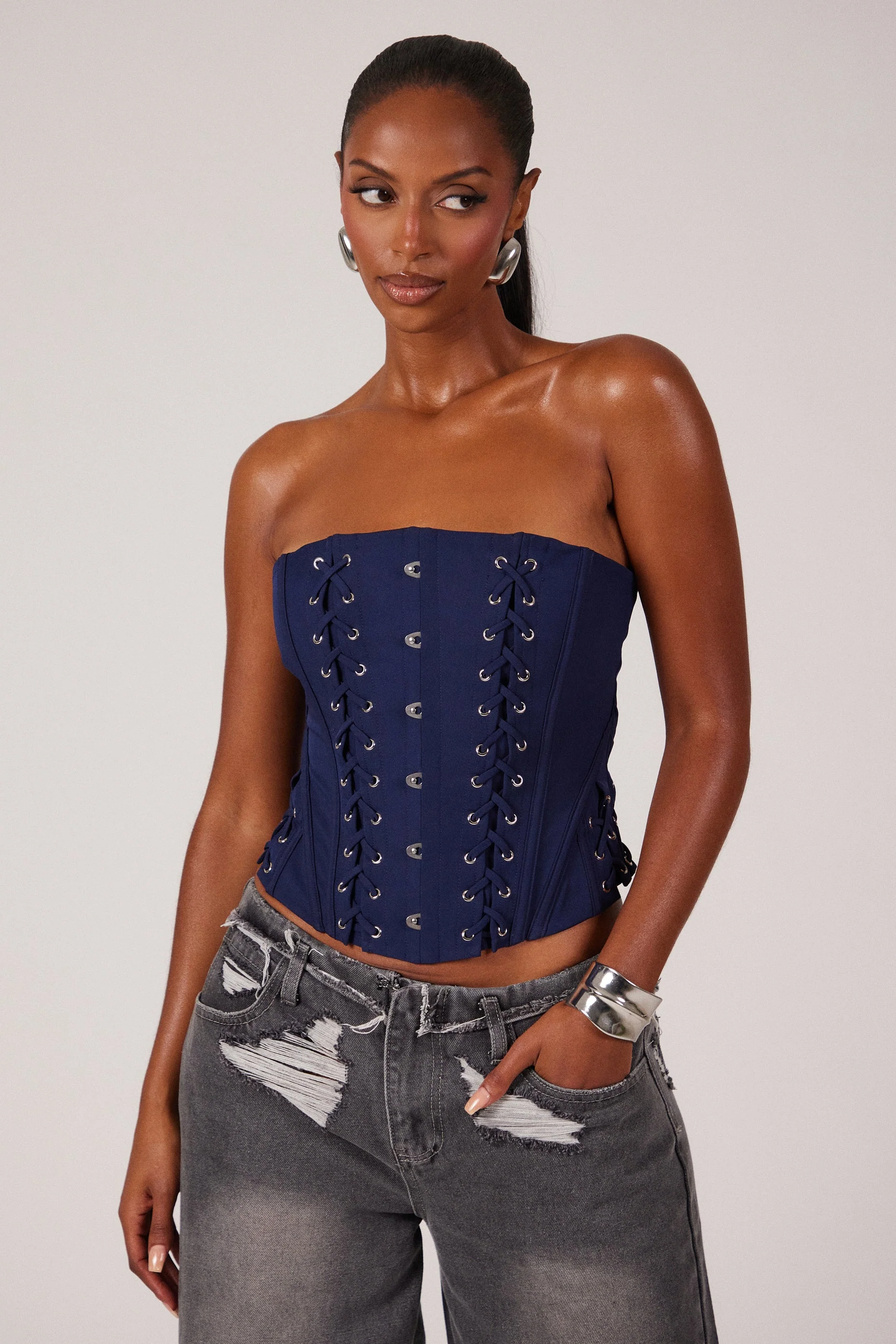 The Kayli Corset in Navy - Image 5