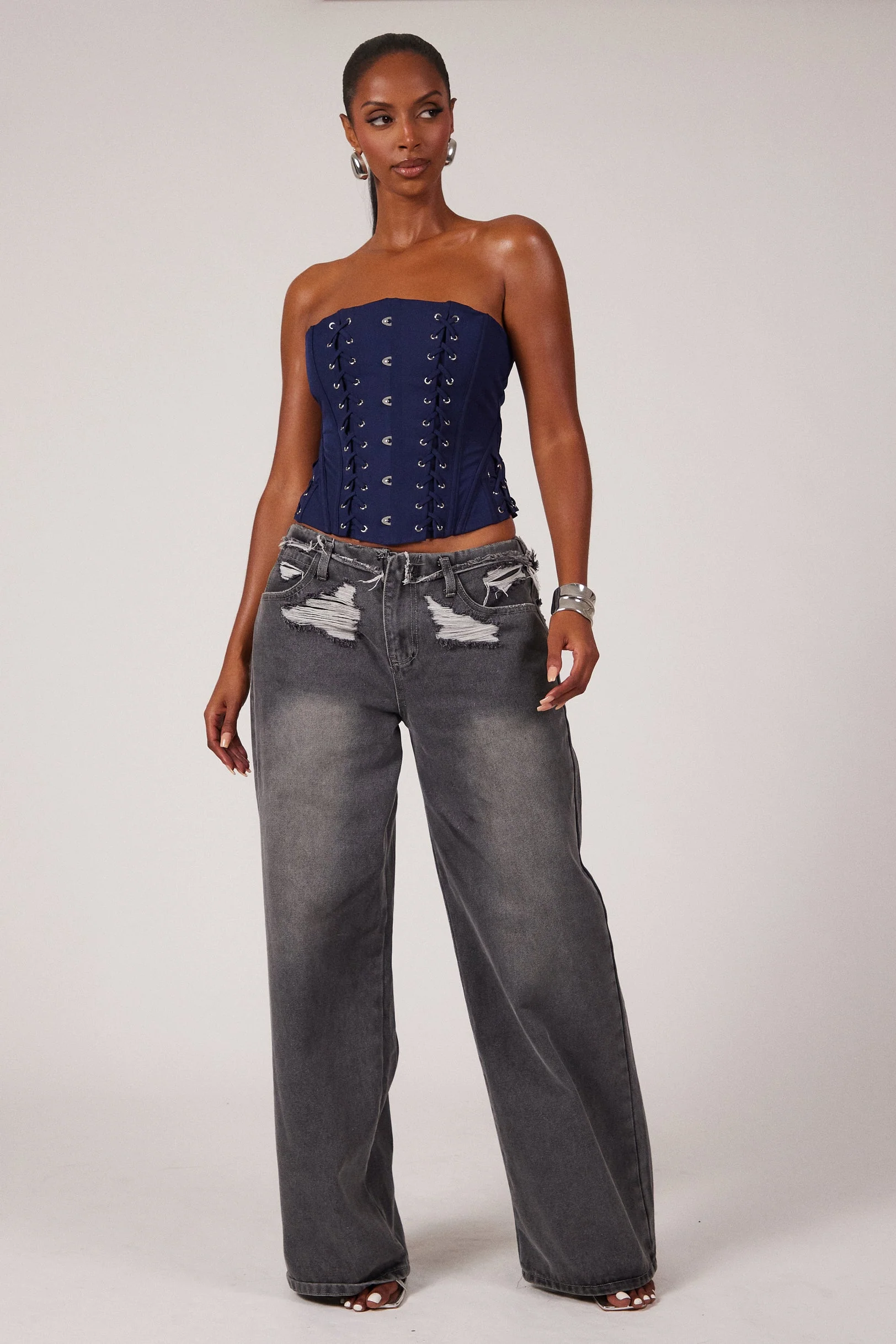 The Kayli Corset in Navy - Image 6