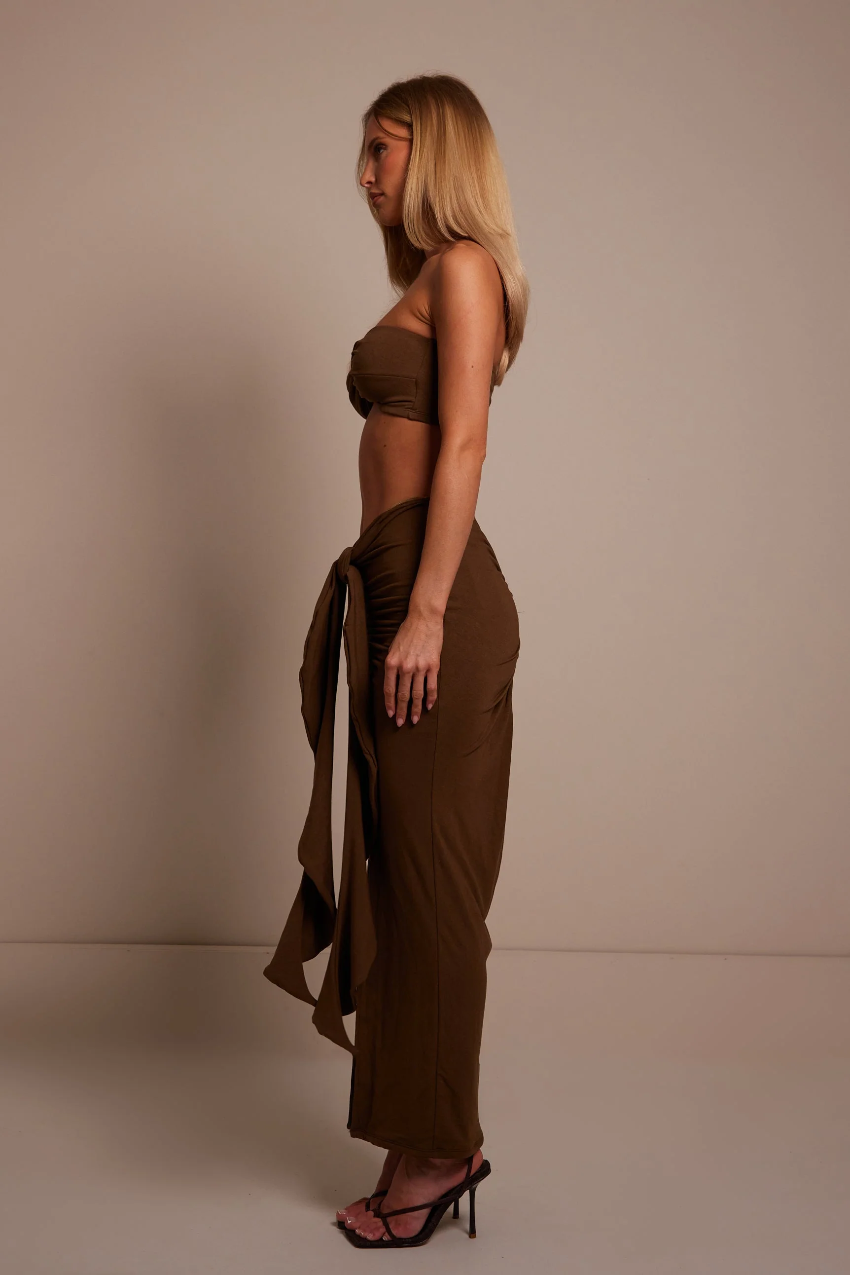 The Knot Bandeau Maxi Set in Brown - Image 5