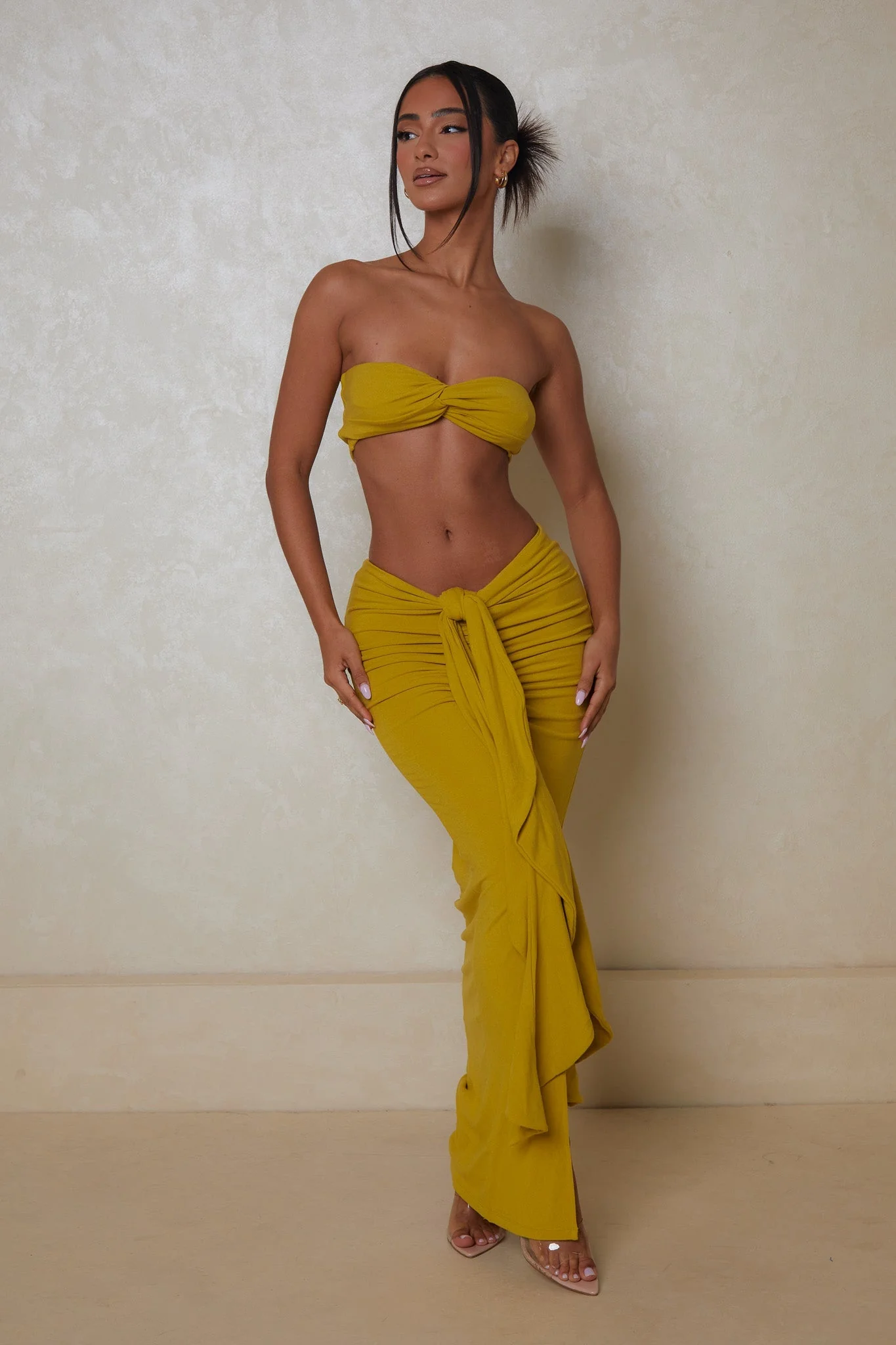The Knot Bandeau Maxi Set in Olive - Image 2