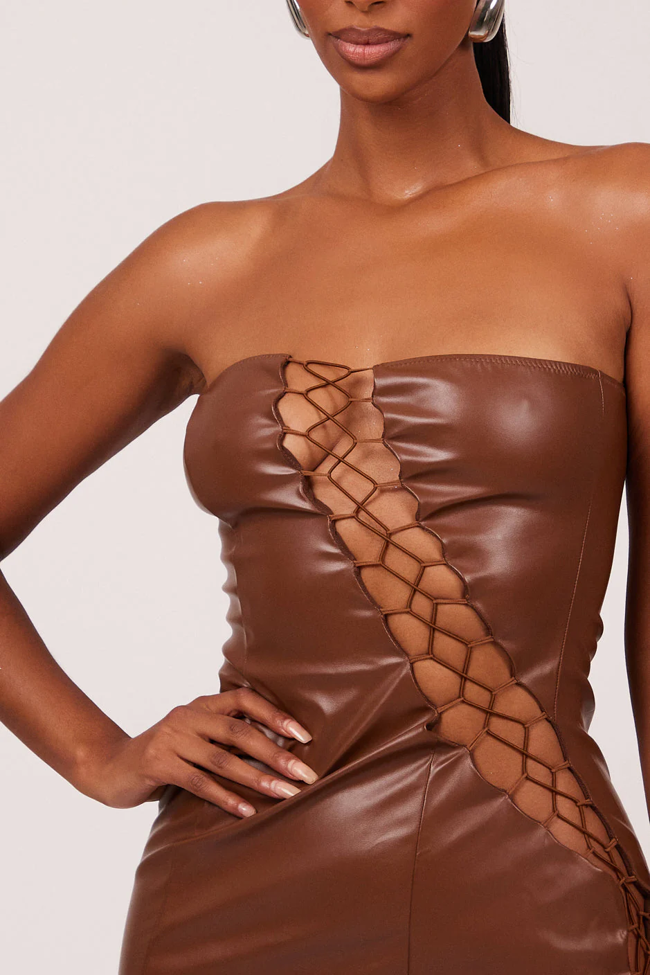 The Laced Leather Mini in Brown - Image 2