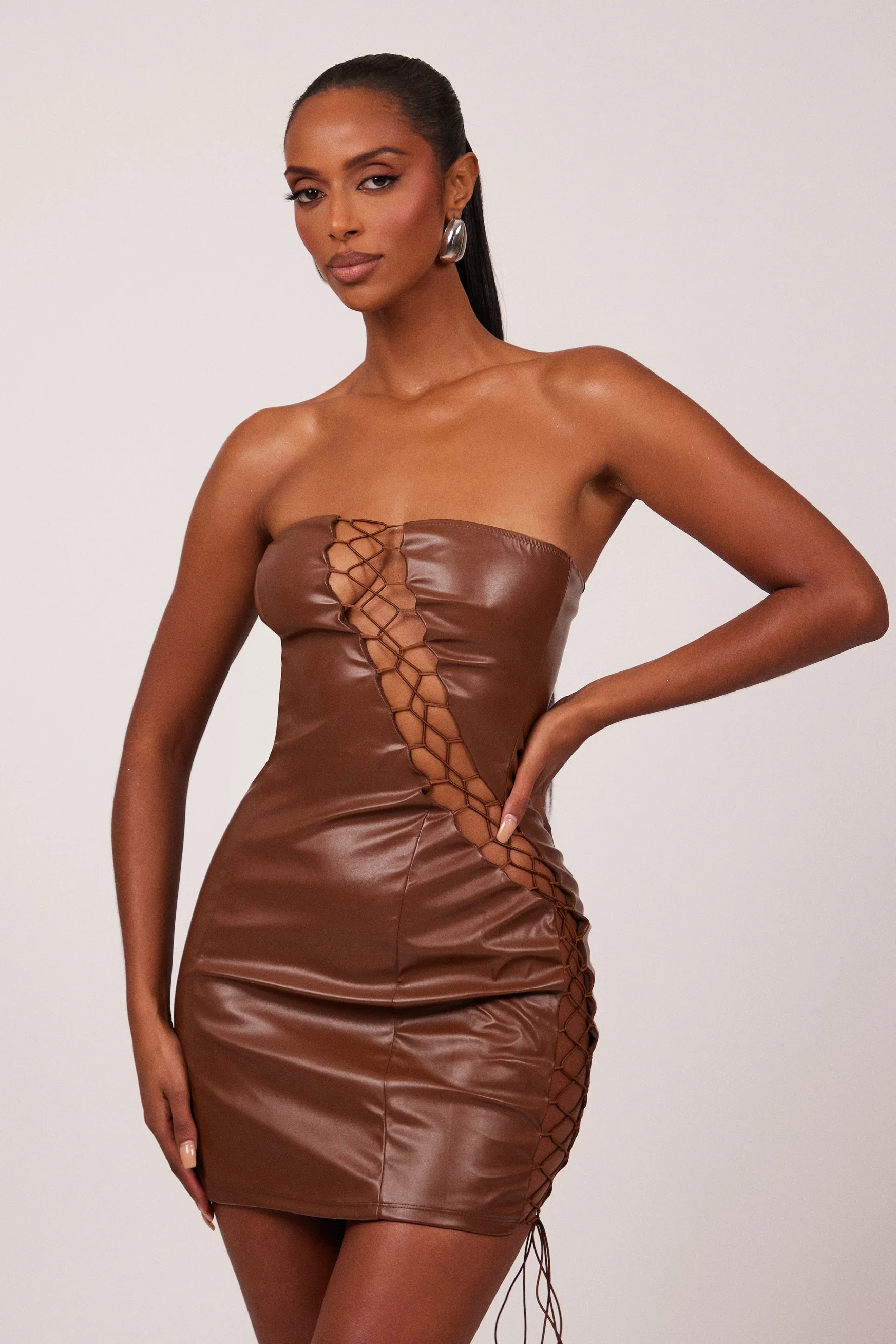 The Laced Leather Mini in Brown - Image 3