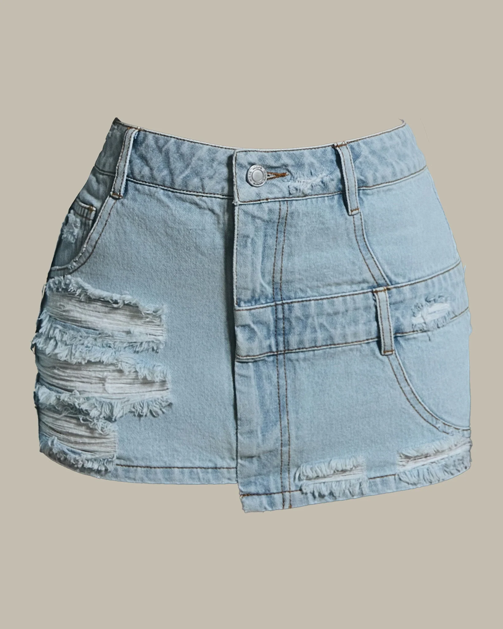 The Esha Denim Mini Skirt in Light Wash Blue - Image 4