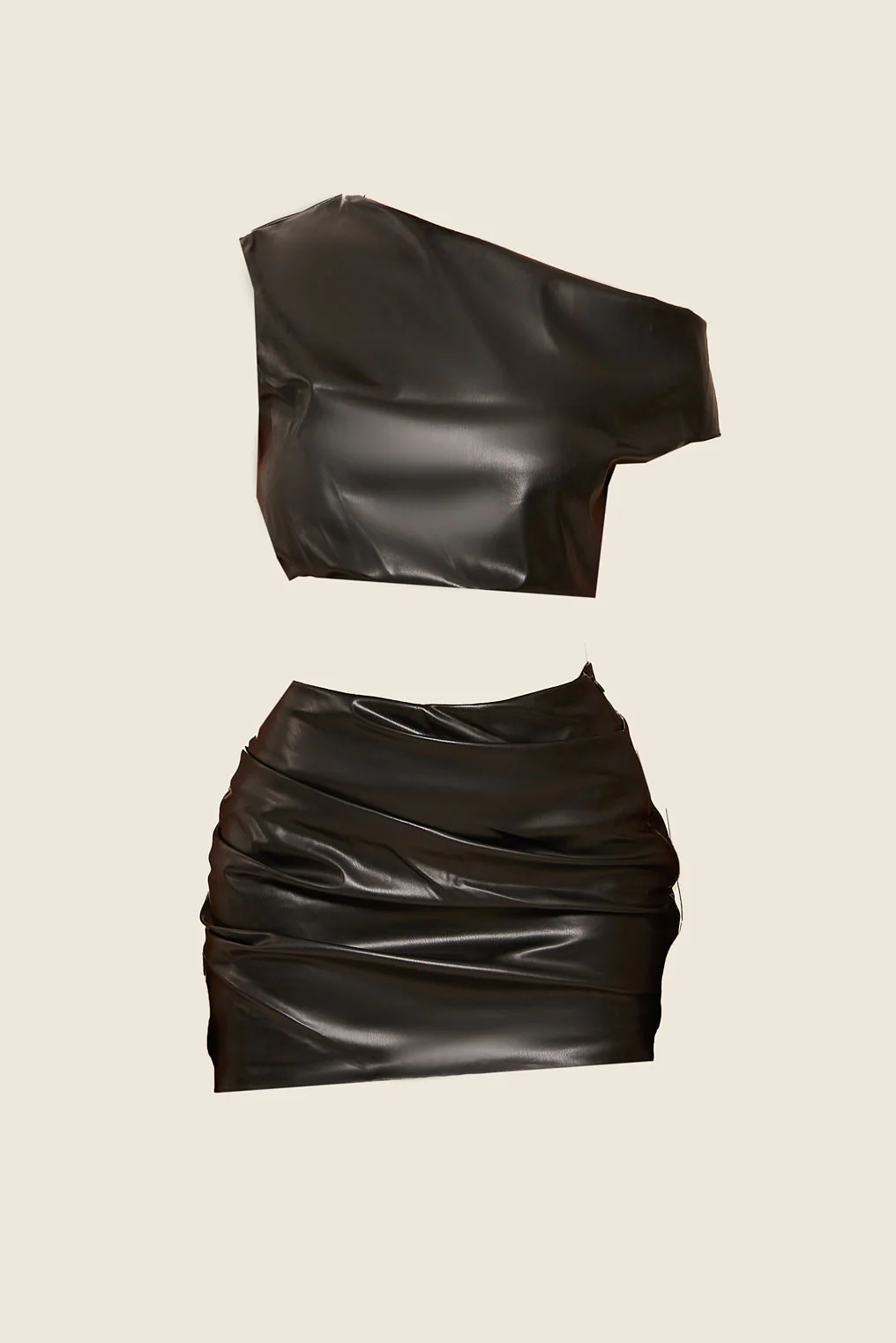 The Leather Drape Set in Black - Image 9