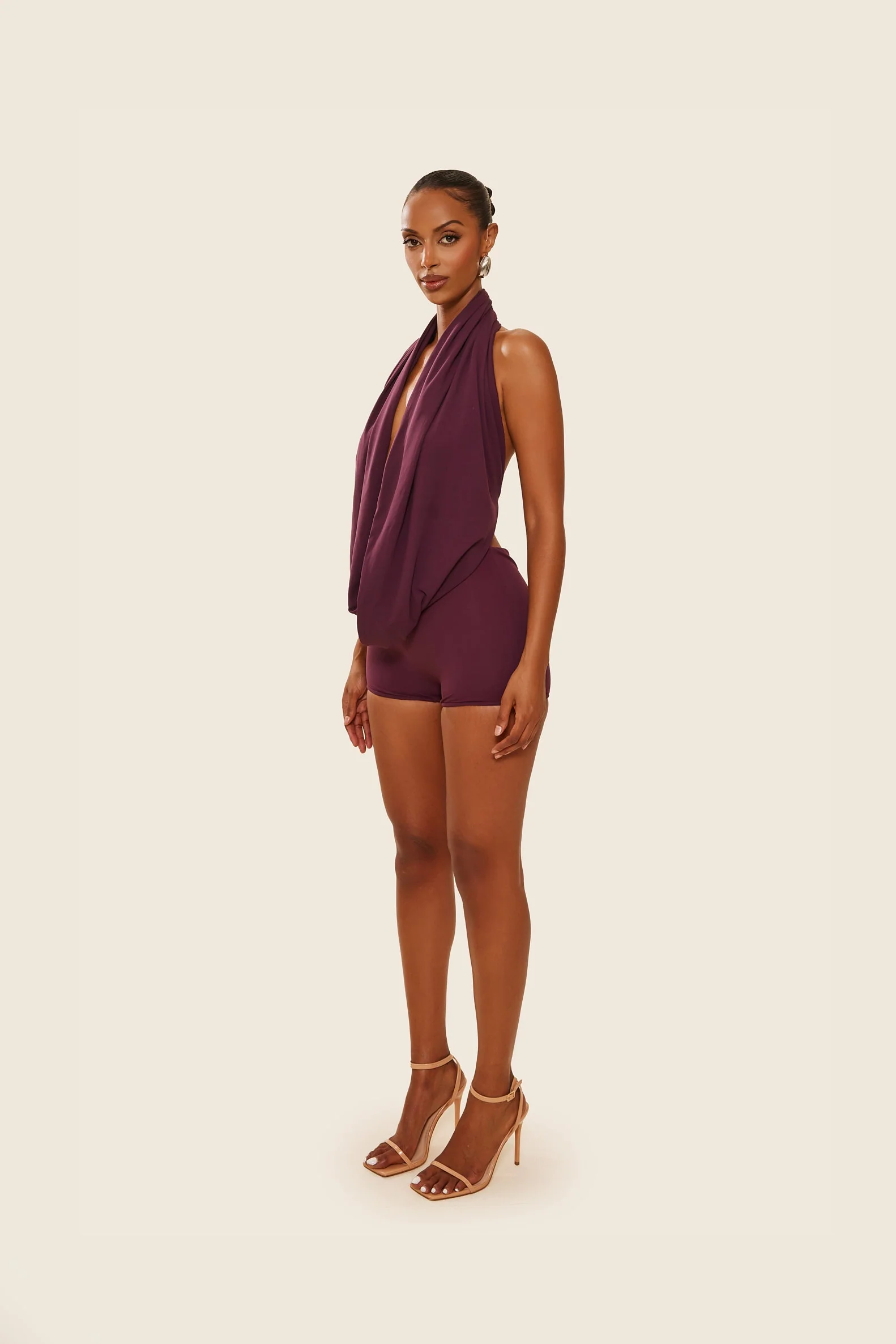 The Leia Set with Shorts in Plum - Image 3