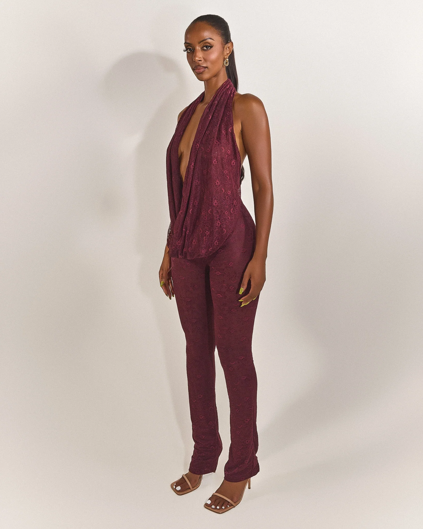 Leia Trousers in Plum Lace - Image 3