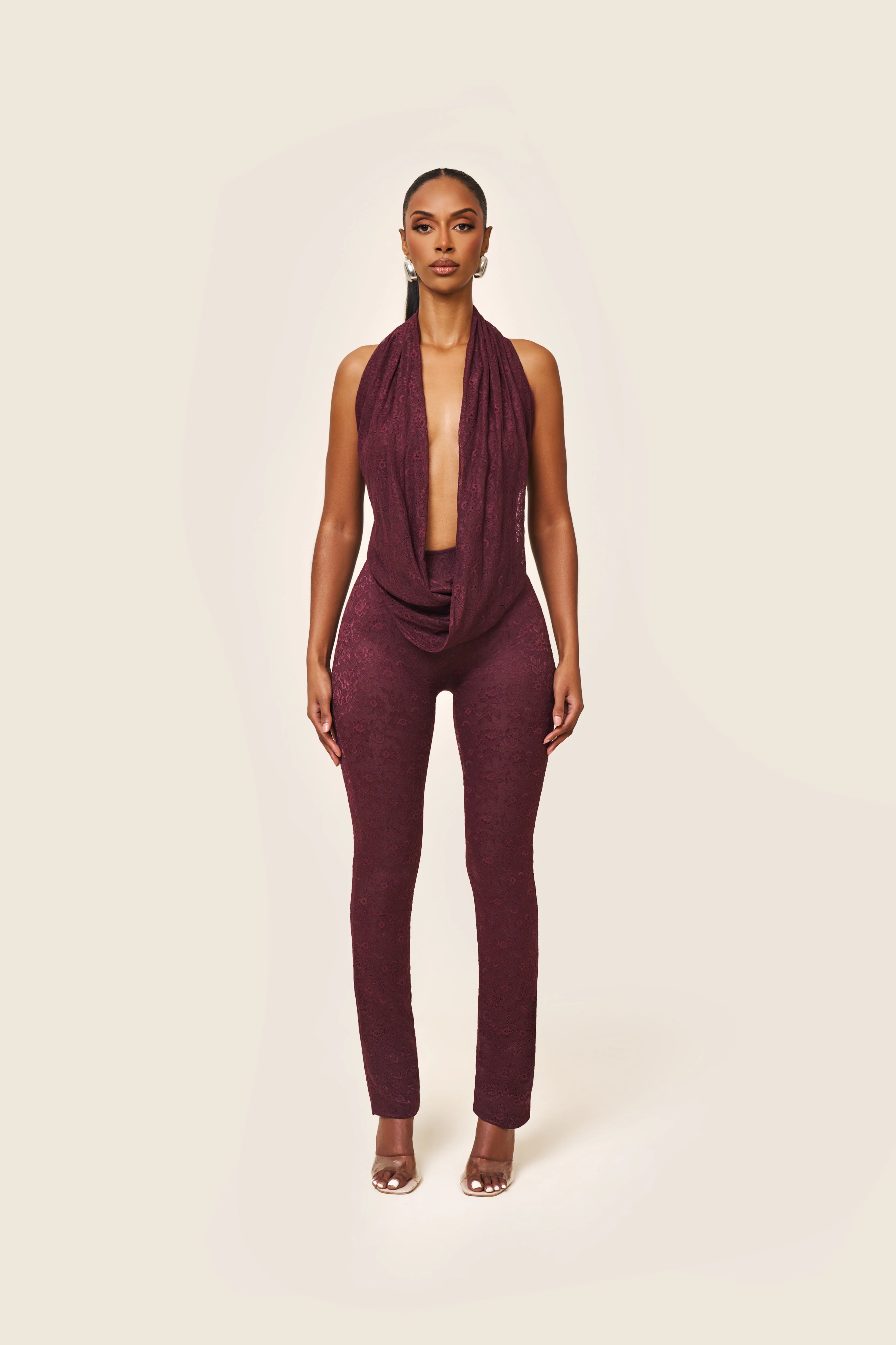 Leia Trousers in Plum Lace - Image 4