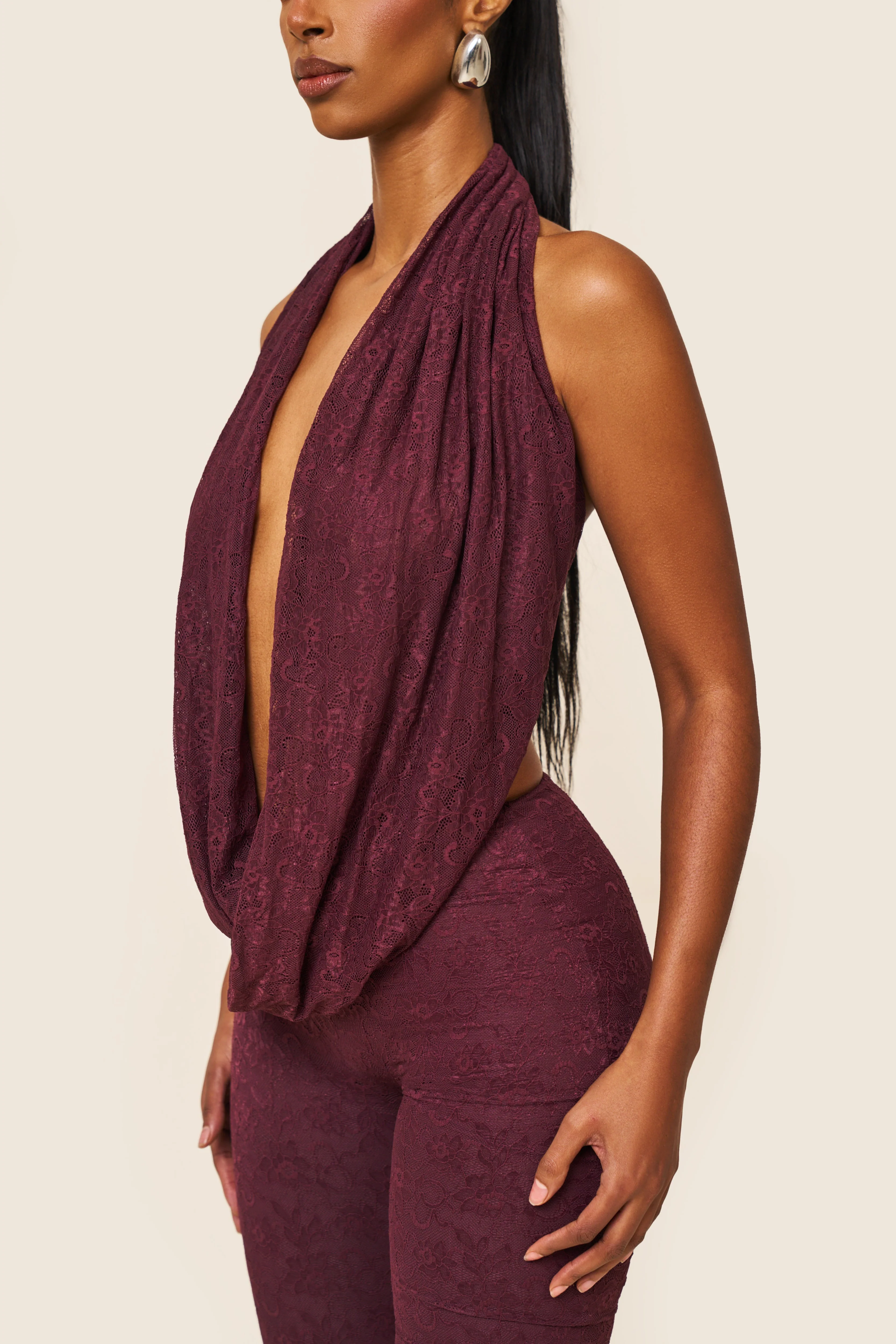 Leia Trousers in Plum Lace - Image 6