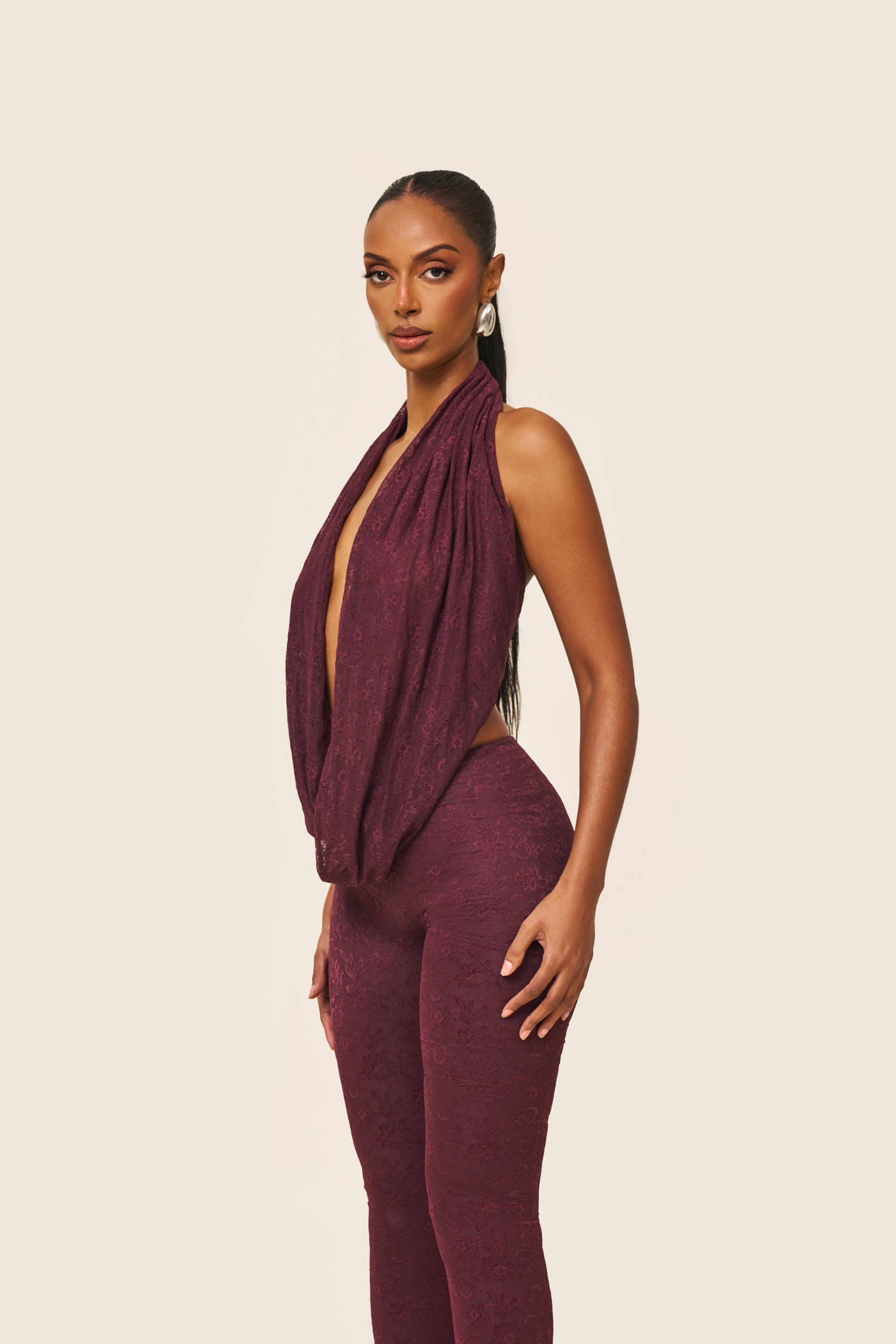 Leia Trousers in Plum Lace - Image 8