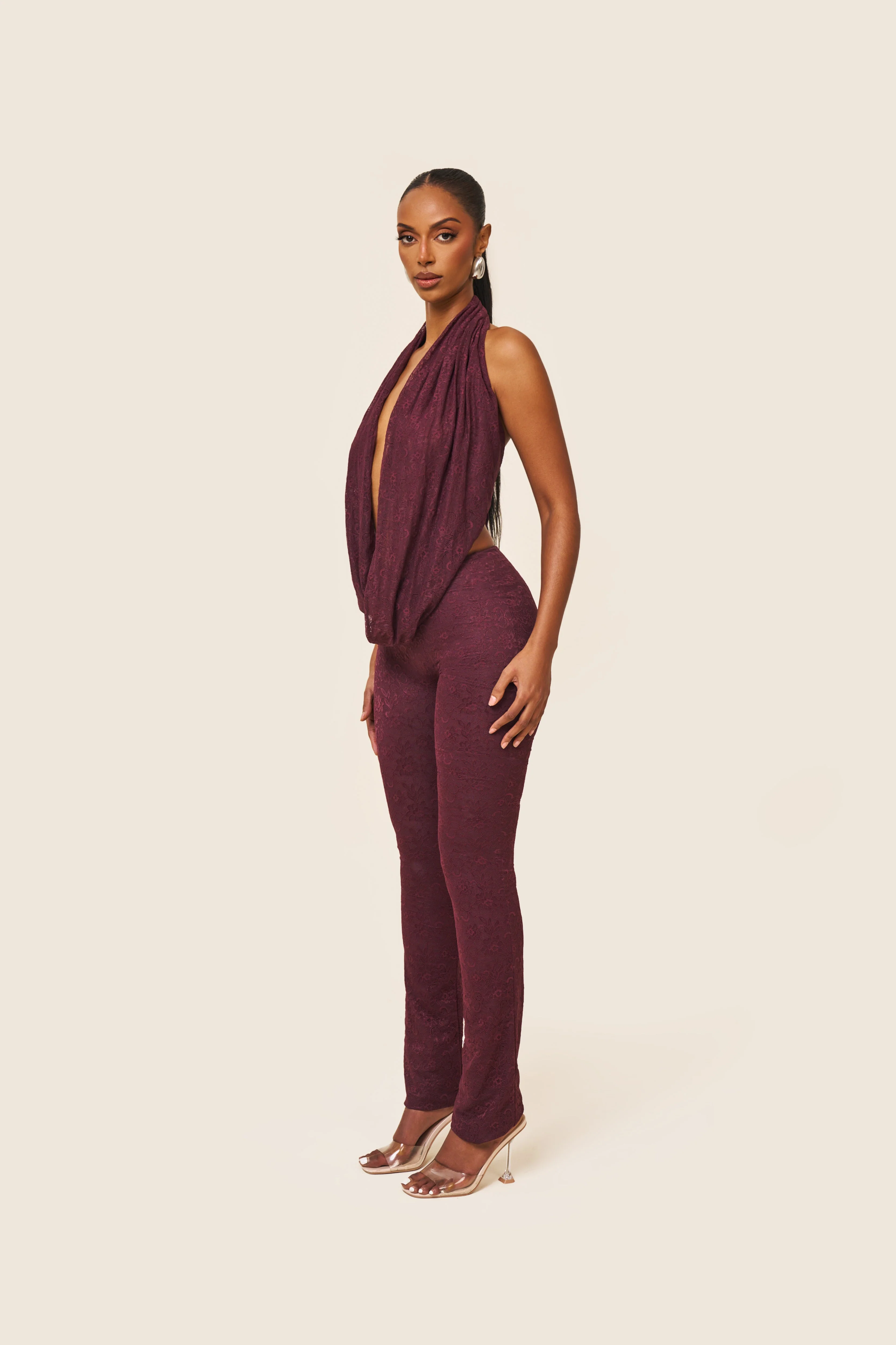 Leia Trousers in Plum Lace - Image 9