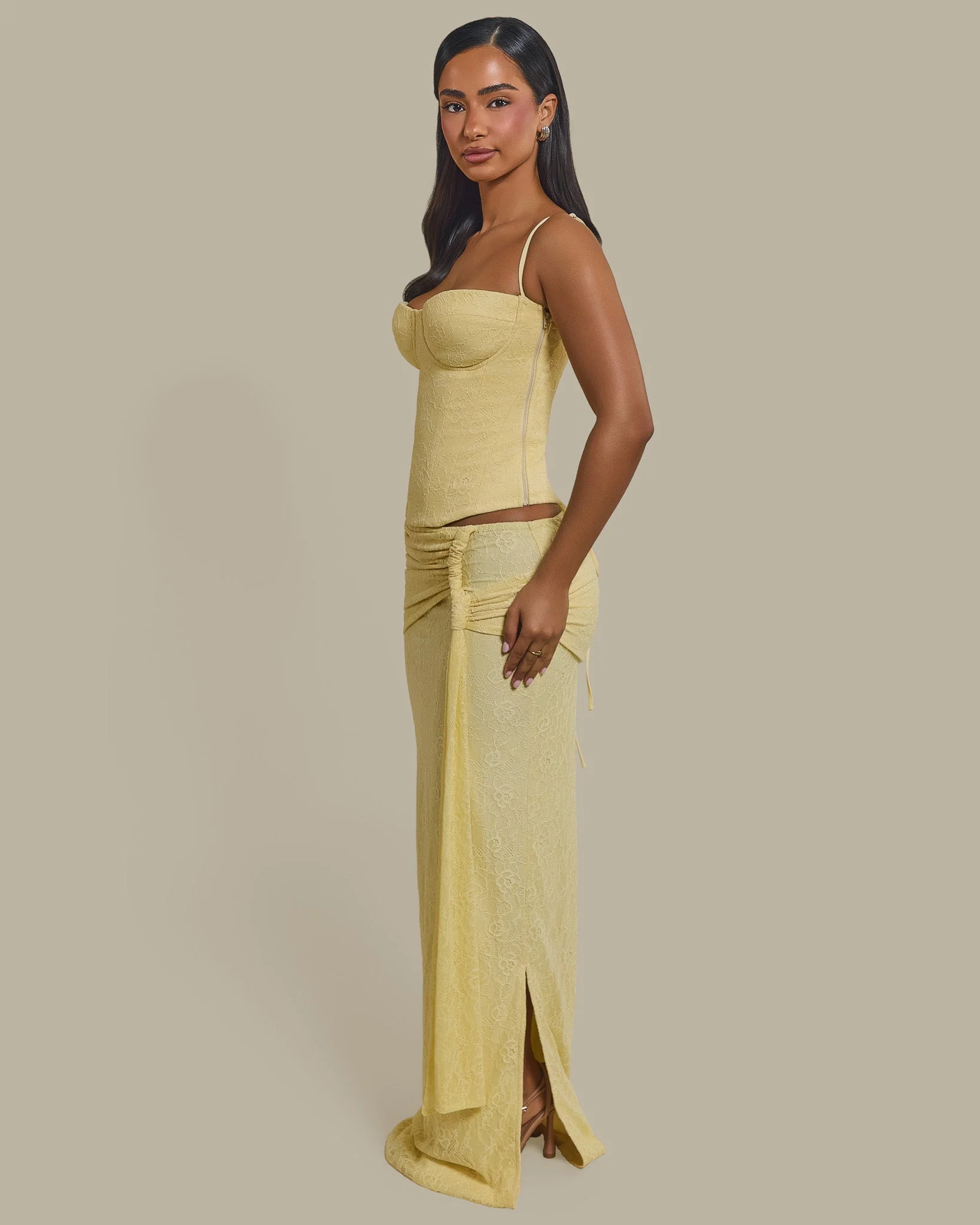 The Lexi Lace Corset Top in Butter Yellow - Image 6