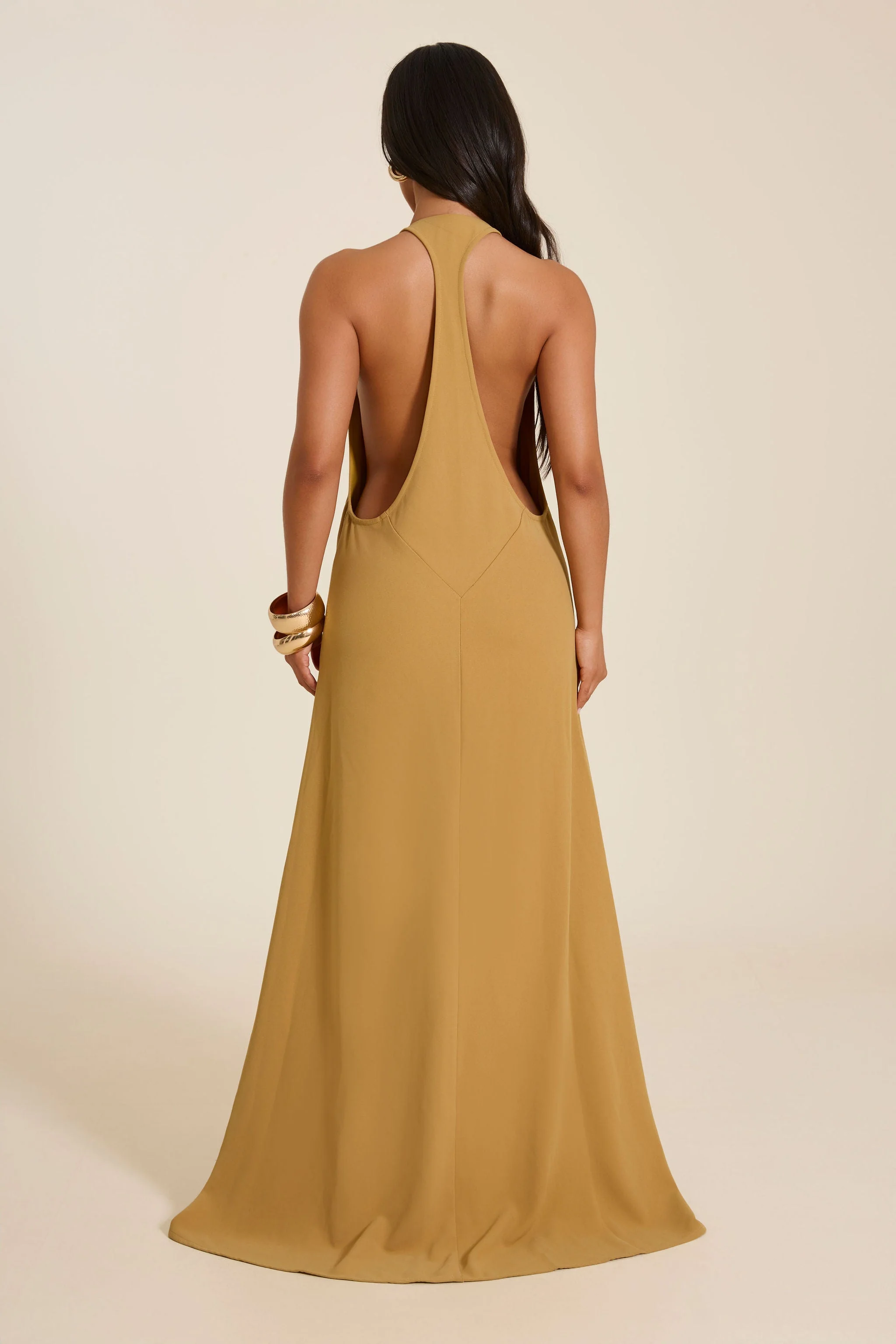 The Lux Backless Full Length Maxi Dress in Olive - Image 6
