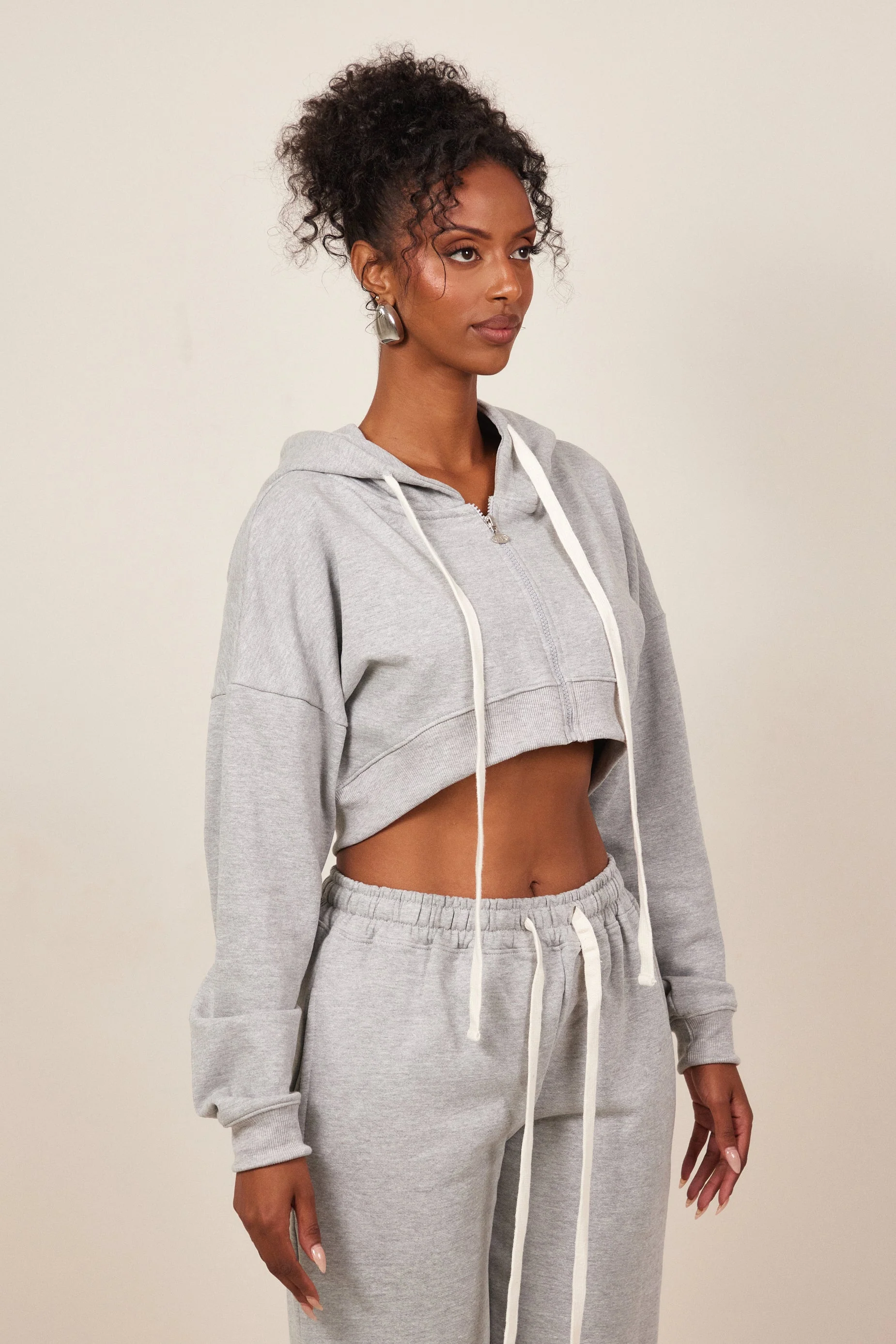 The Mars Curve Hem Zip Jacket in Grey - Image 2