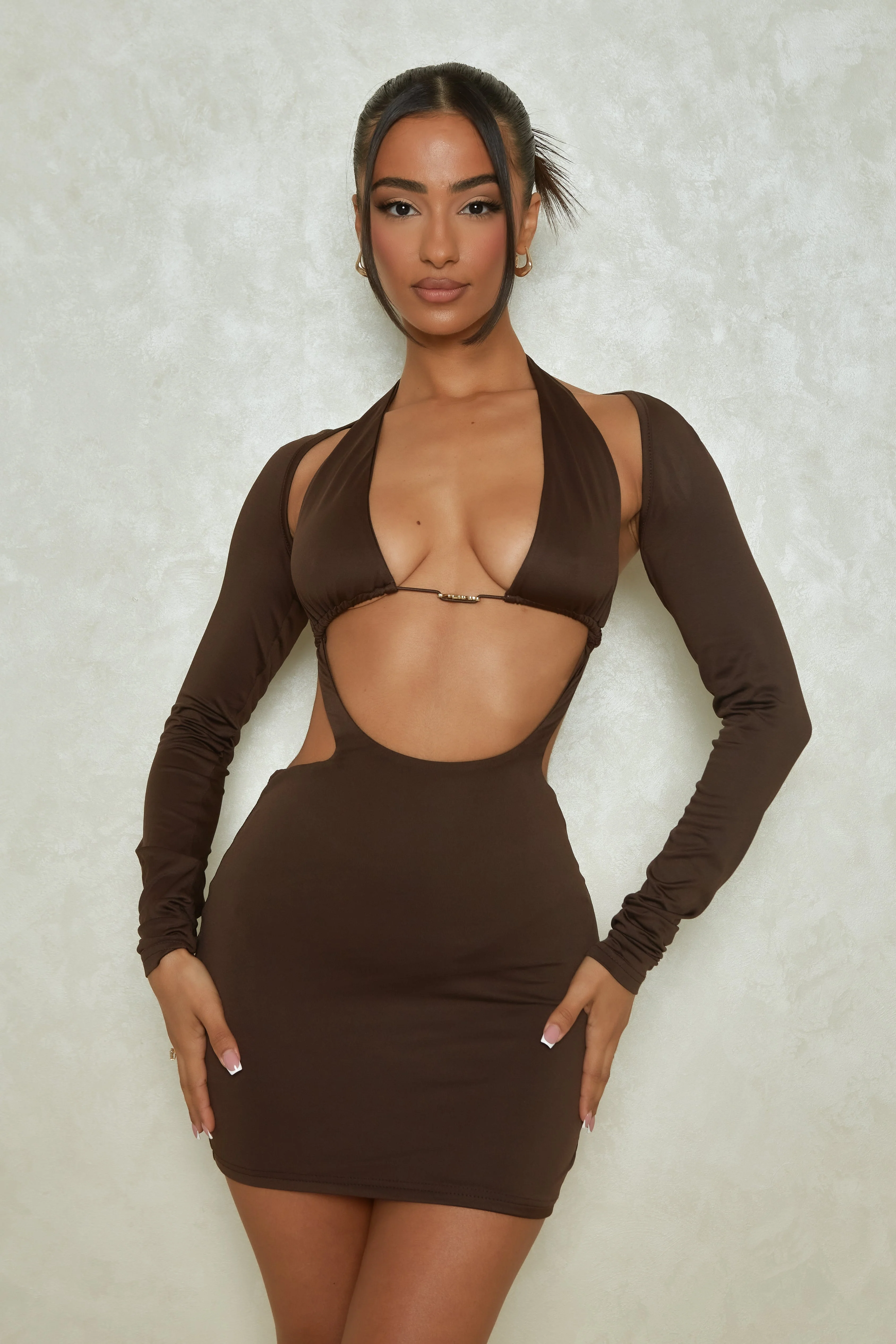 The Mars Detail Sleeve Mini in Brown - Image 4