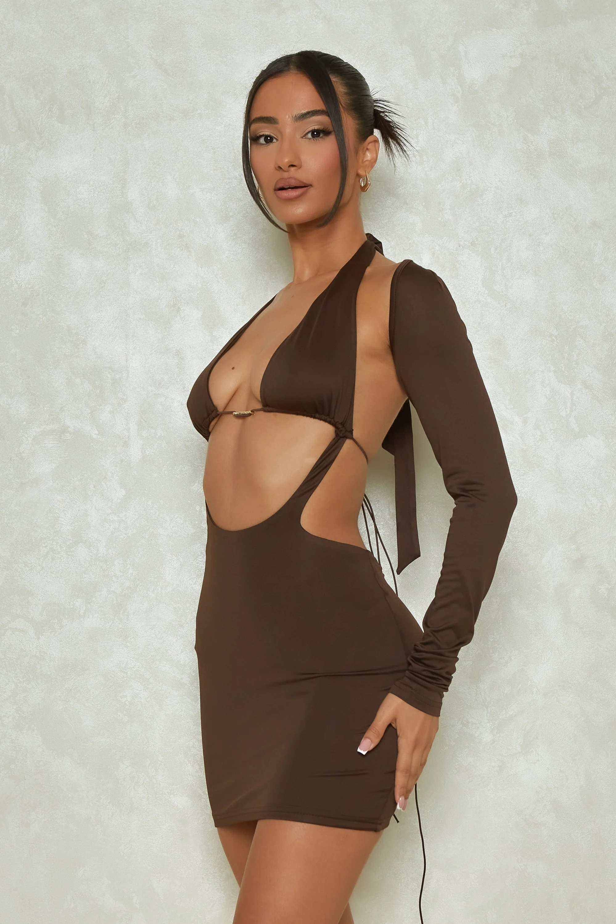 The Mars Detail Sleeve Mini in Brown - Image 6