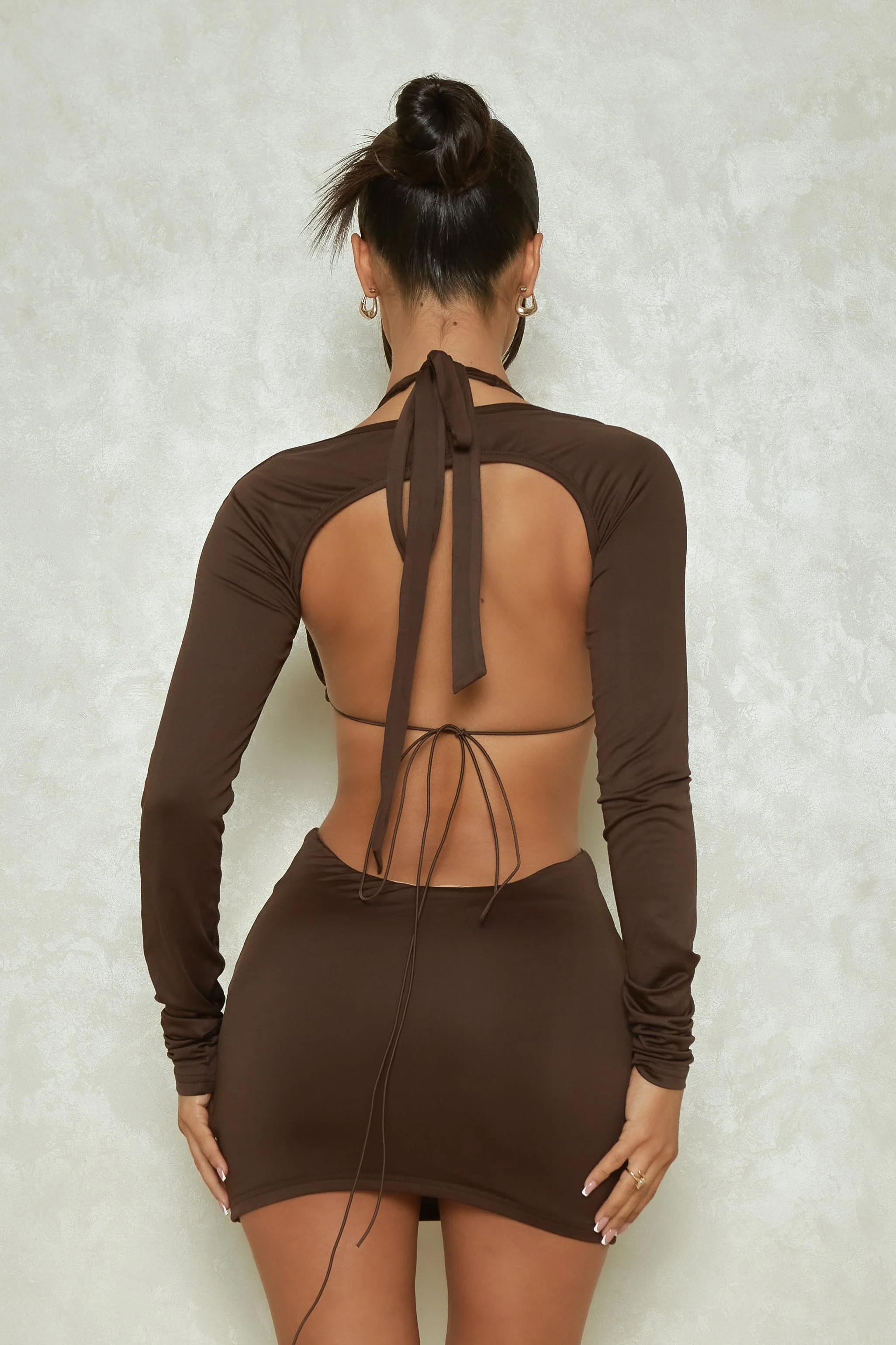 The Mars Detail Sleeve Mini in Brown - Image 7