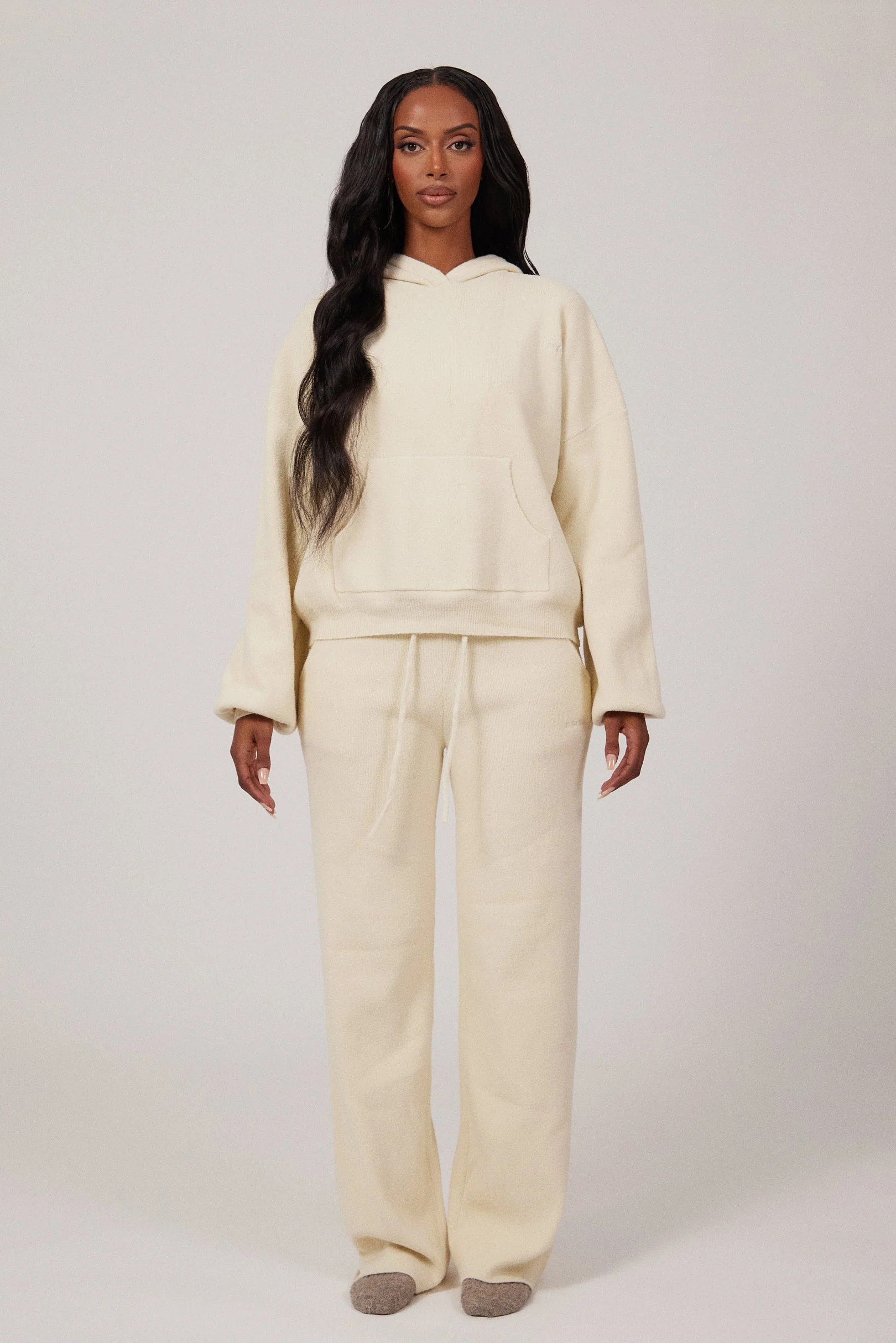The Mars Soft Knit Hoodie in Cream - Image 2