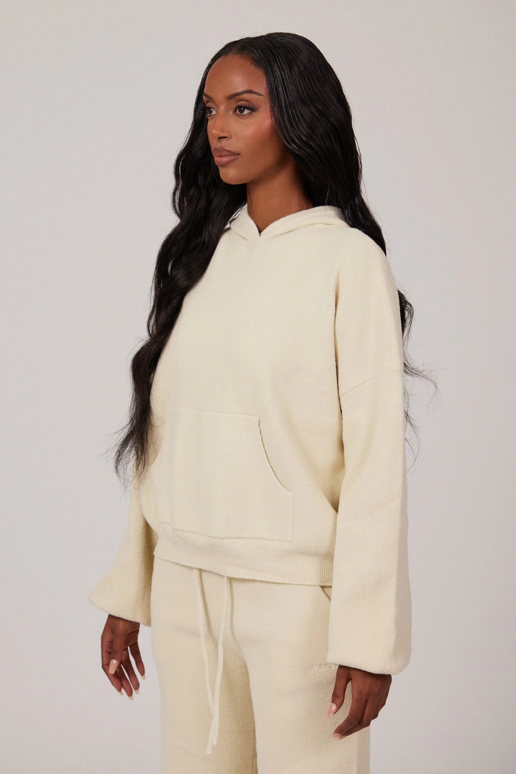 The Mars Soft Knit Hoodie in Cream - Image 3