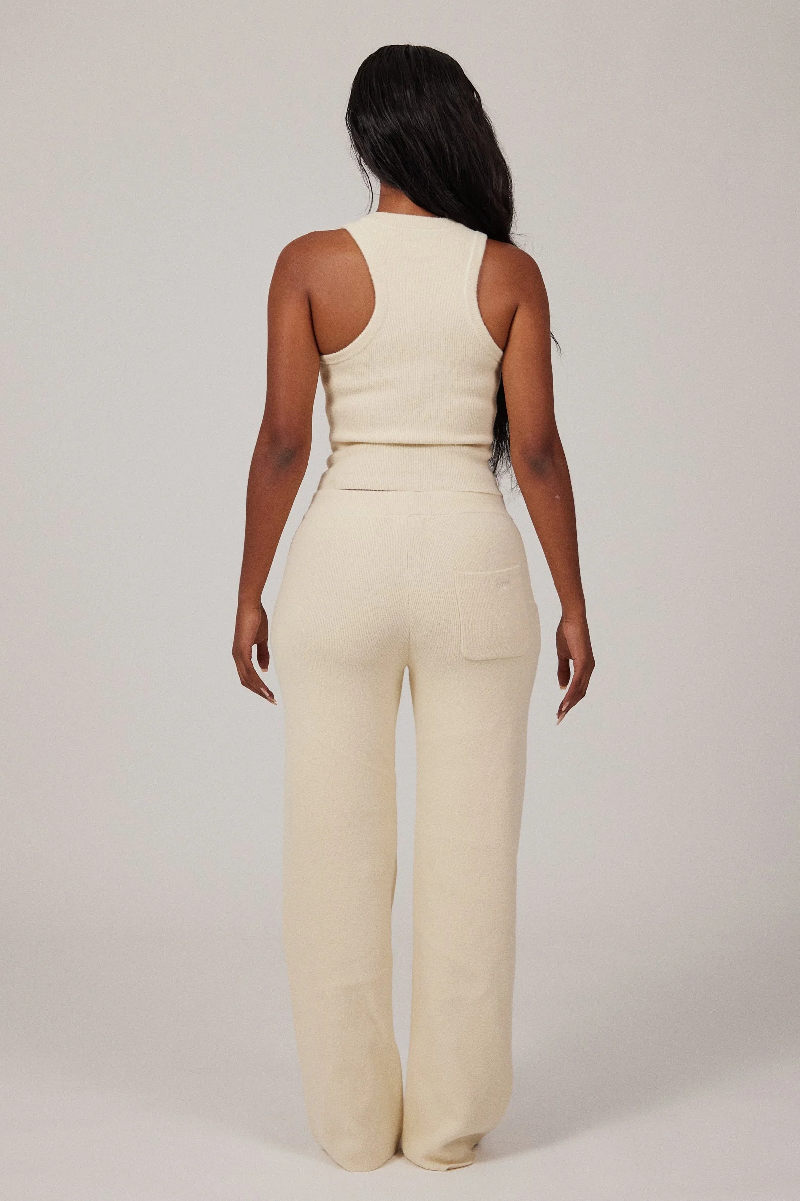 The Mars Soft Knit Straight Leg Joggers in Cream - Image 6