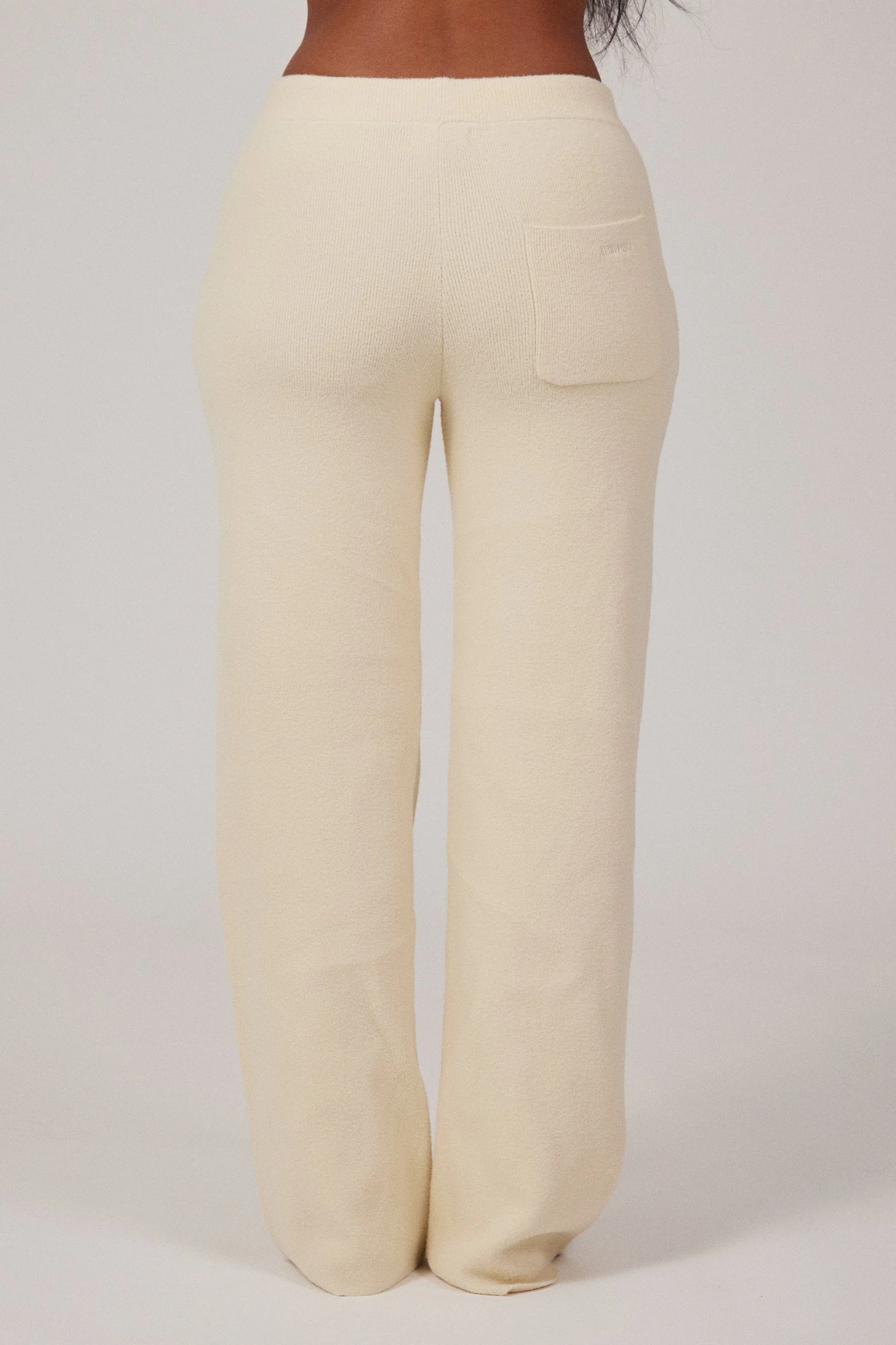 The Mars Soft Knit Straight Leg Joggers in Cream - Image 7