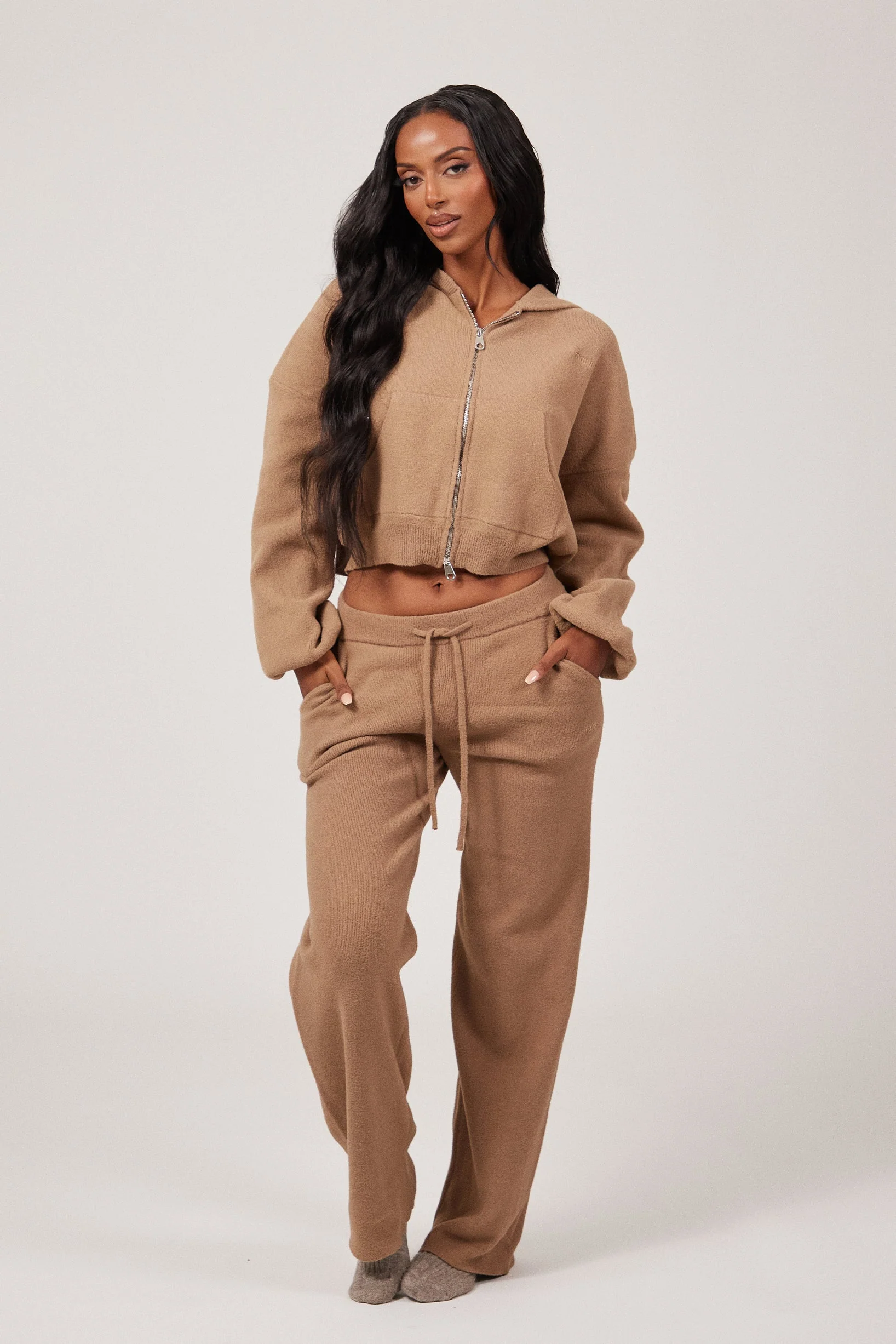 The Mars Soft Knit Straight Leg Joggers in Mocha - Image 6