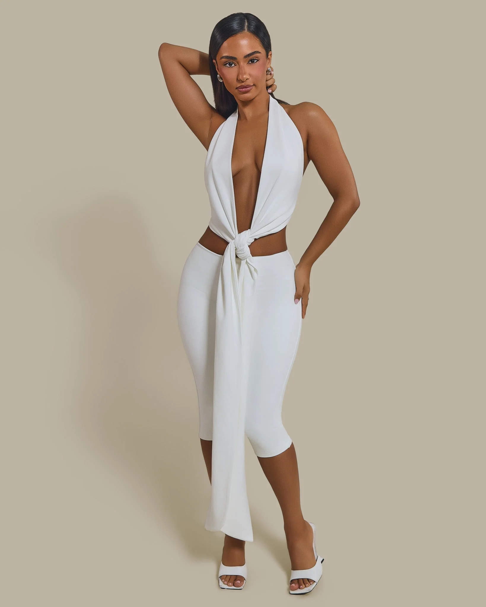 The Maryam Multiway Plunge Crop Top in White - Image 12