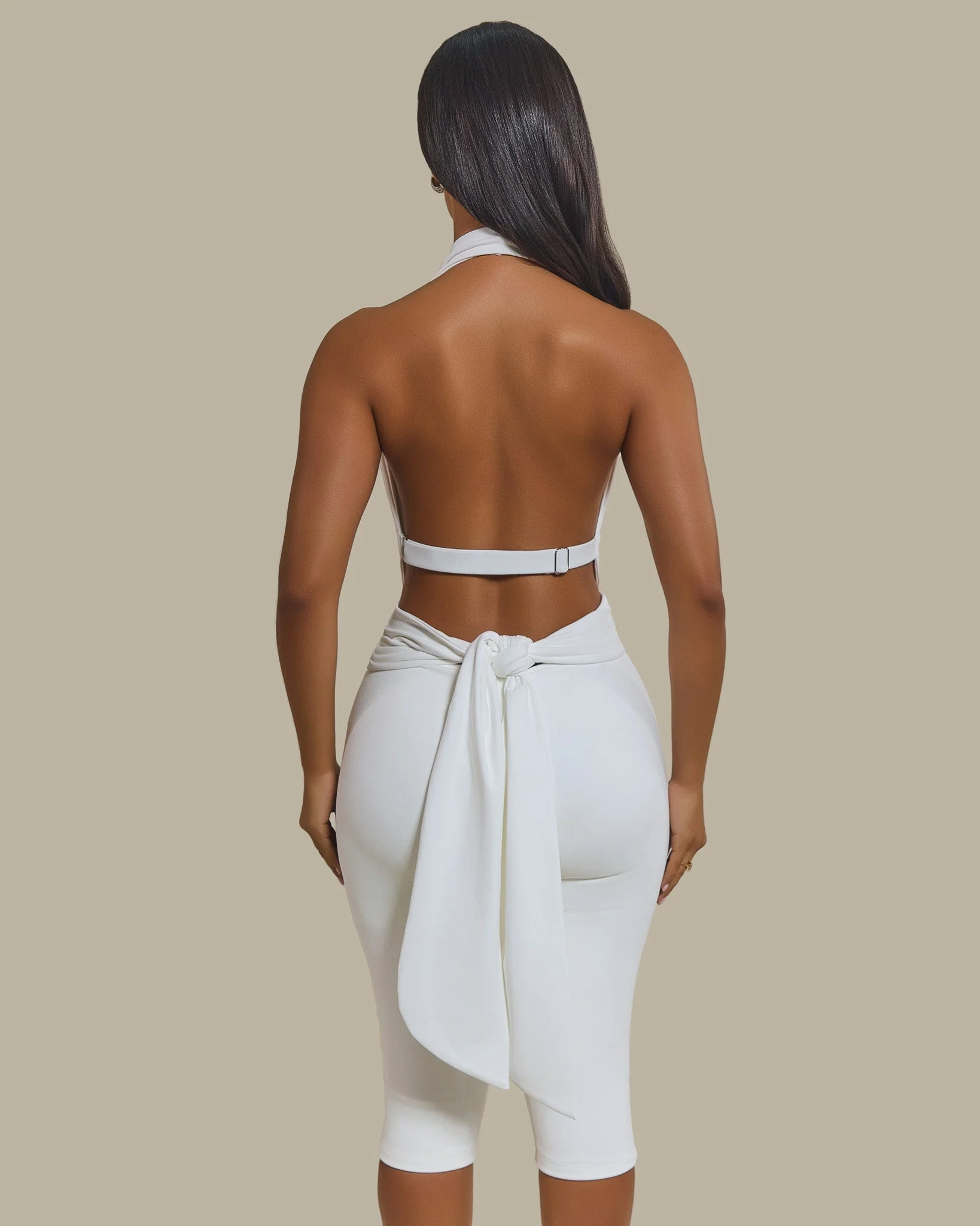The Maryam Multiway Plunge Crop Top in White - Image 3