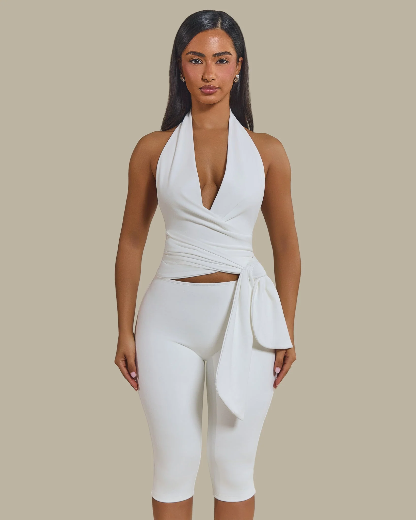 The Maryam Multiway Plunge Crop Top in White - Image 4