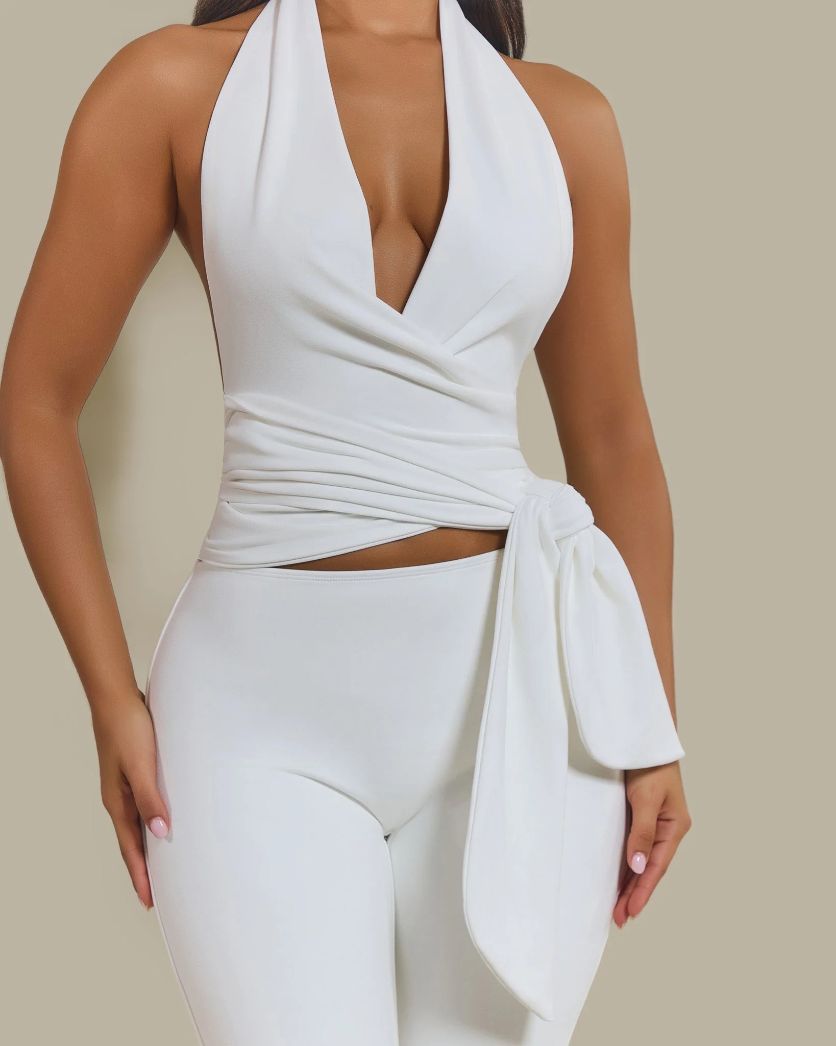 The Maryam Multiway Plunge Crop Top in White - Image 5