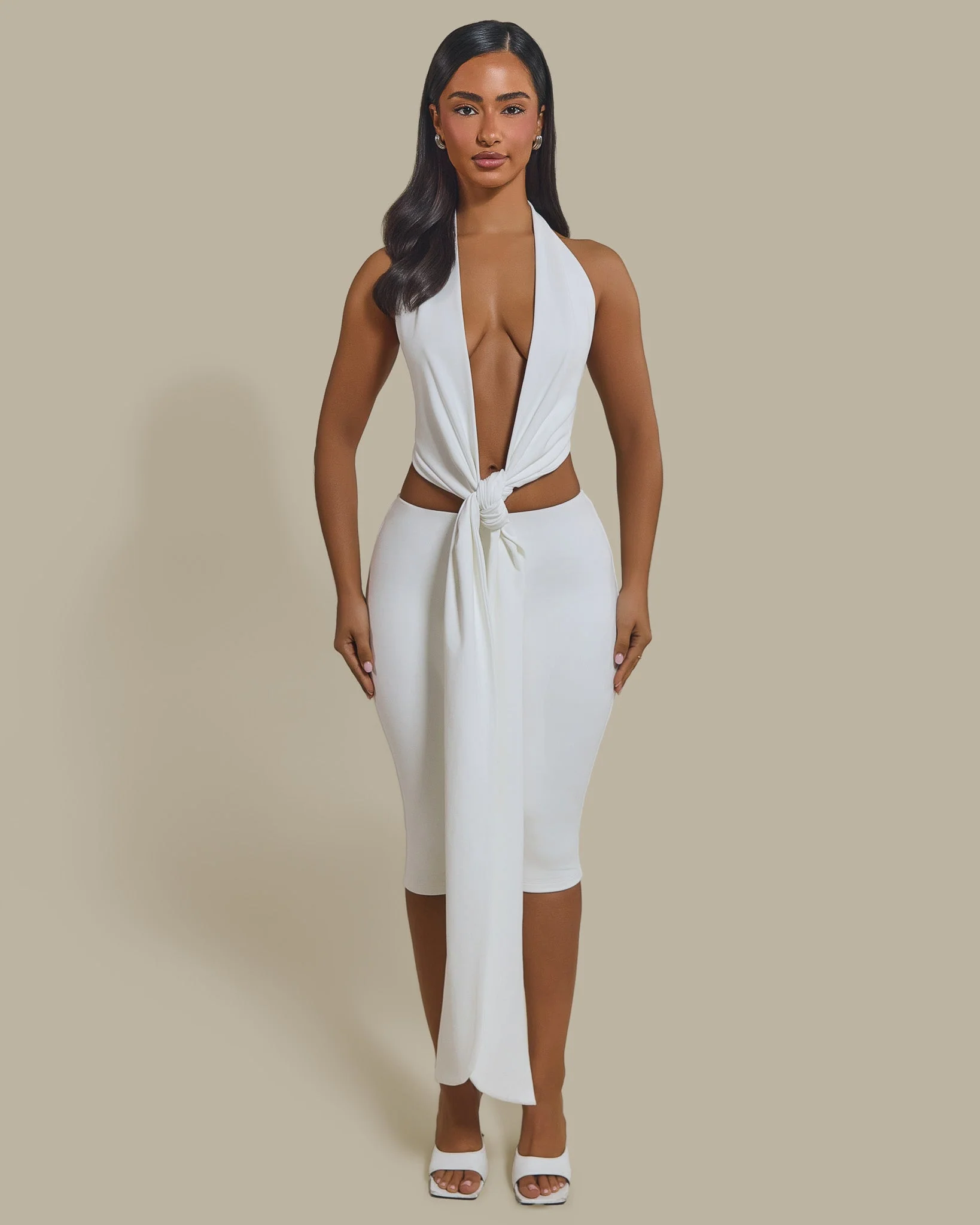 The Maryam Multiway Plunge Crop Top in White - Image 8