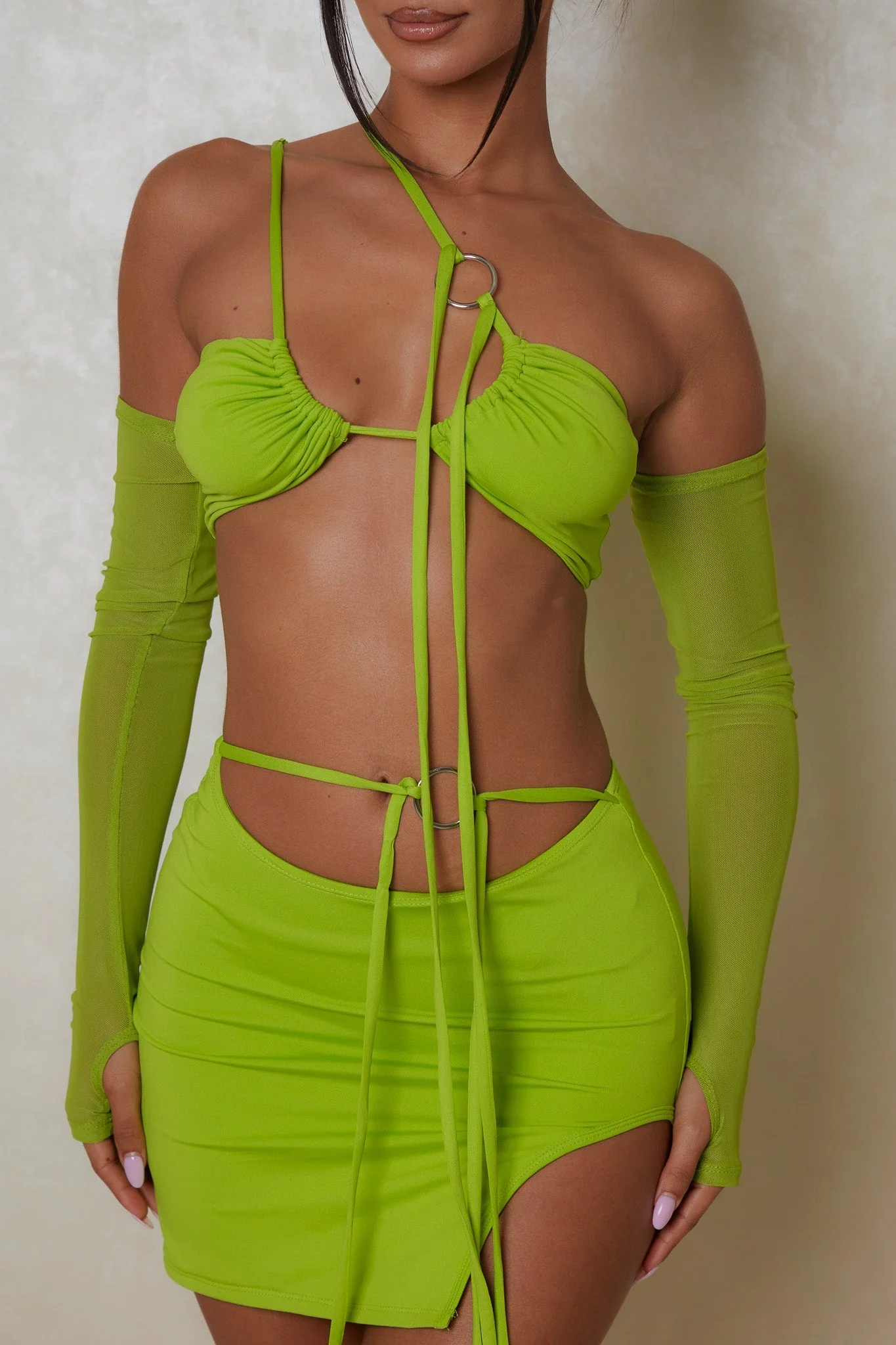 The O Ring Detail Three Piece in Lime - Image 7