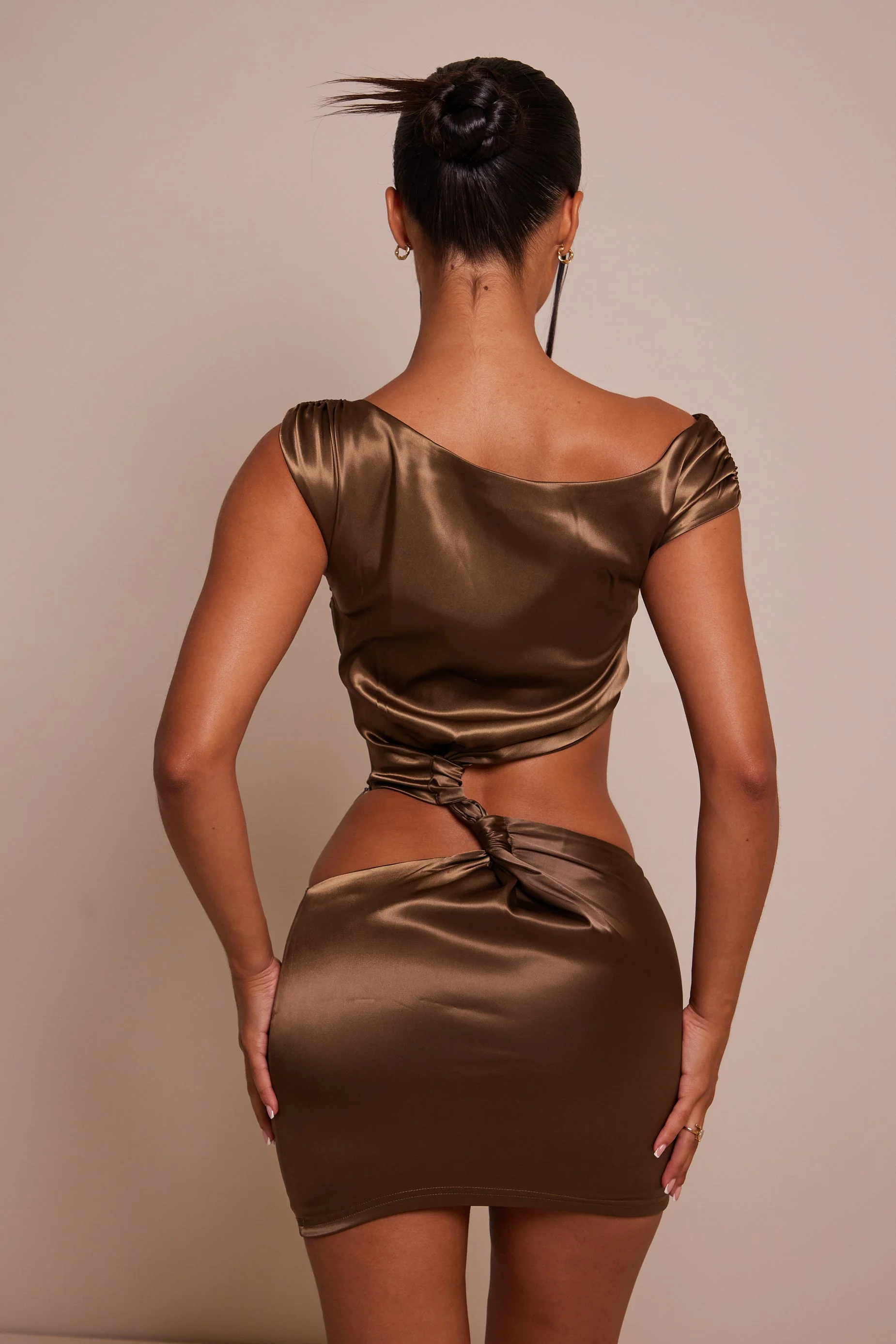 The Off Shoulder Cut Out Mini in Olive - Image 6