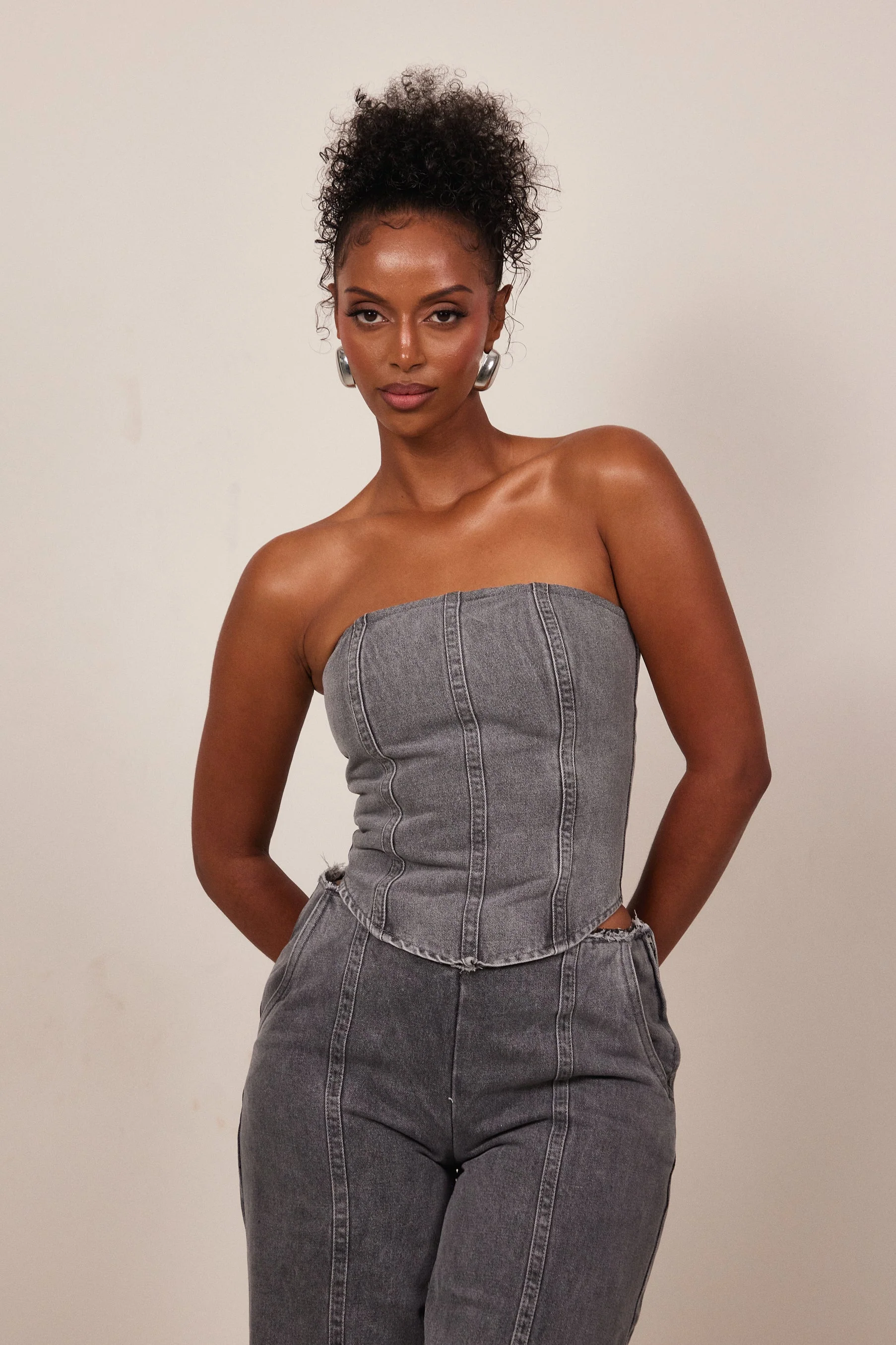 The Brooke Corset in Grey Wash - Image 5