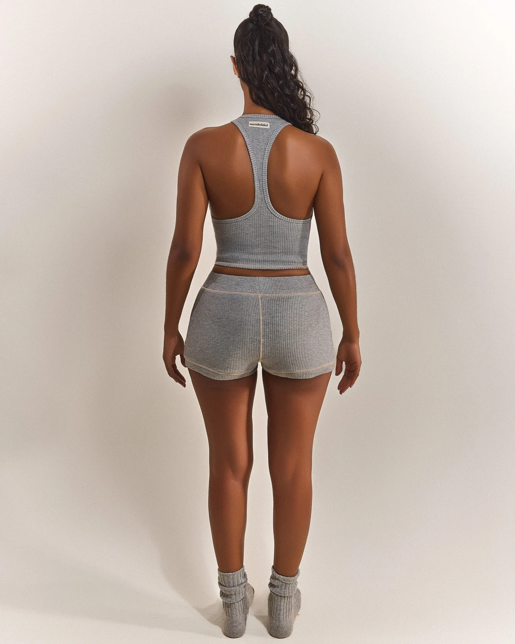 The Ribbed Vest Top in Grey - Image 5