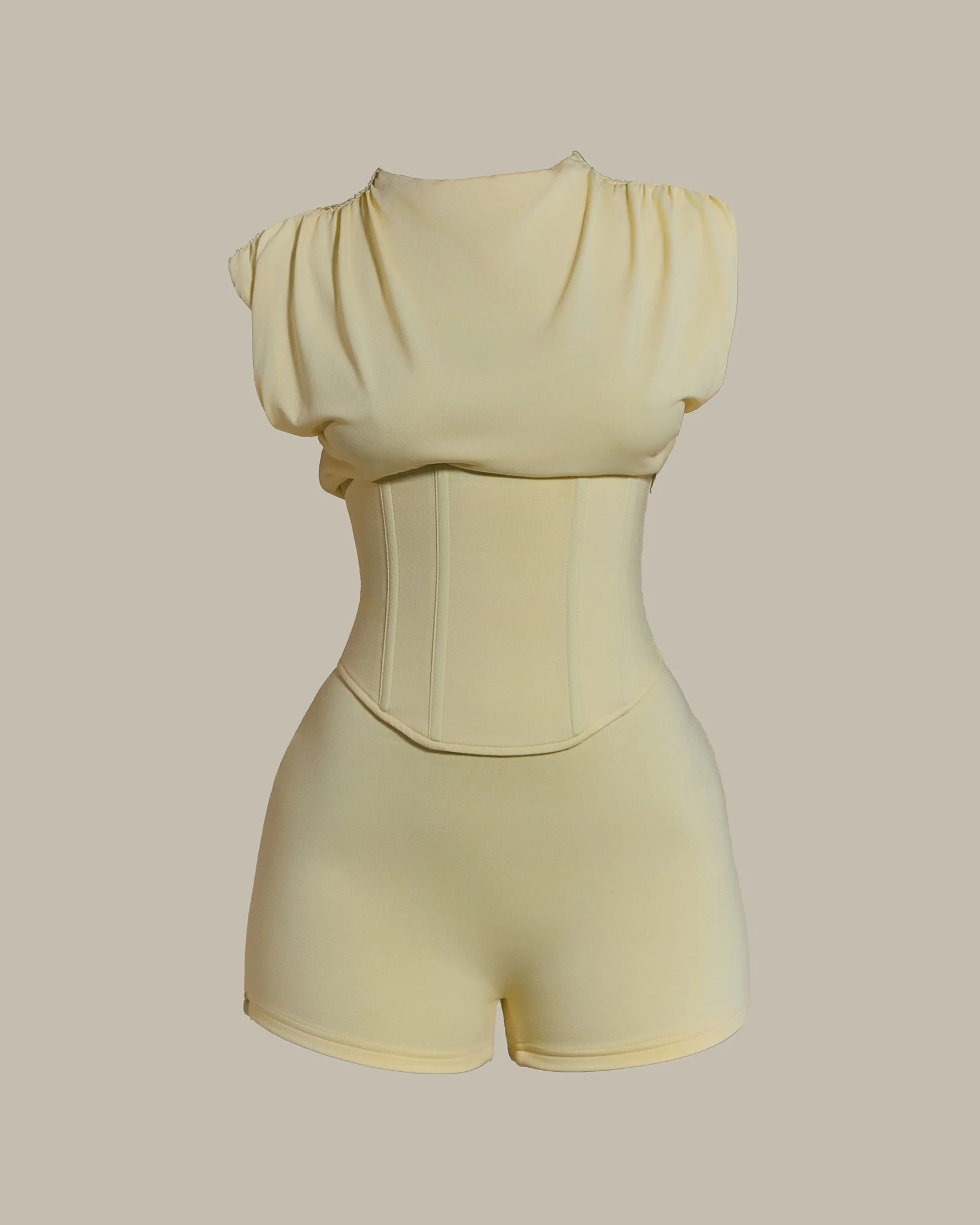 The Sandra Corset Playsuit in Butter Yellow - Image 5