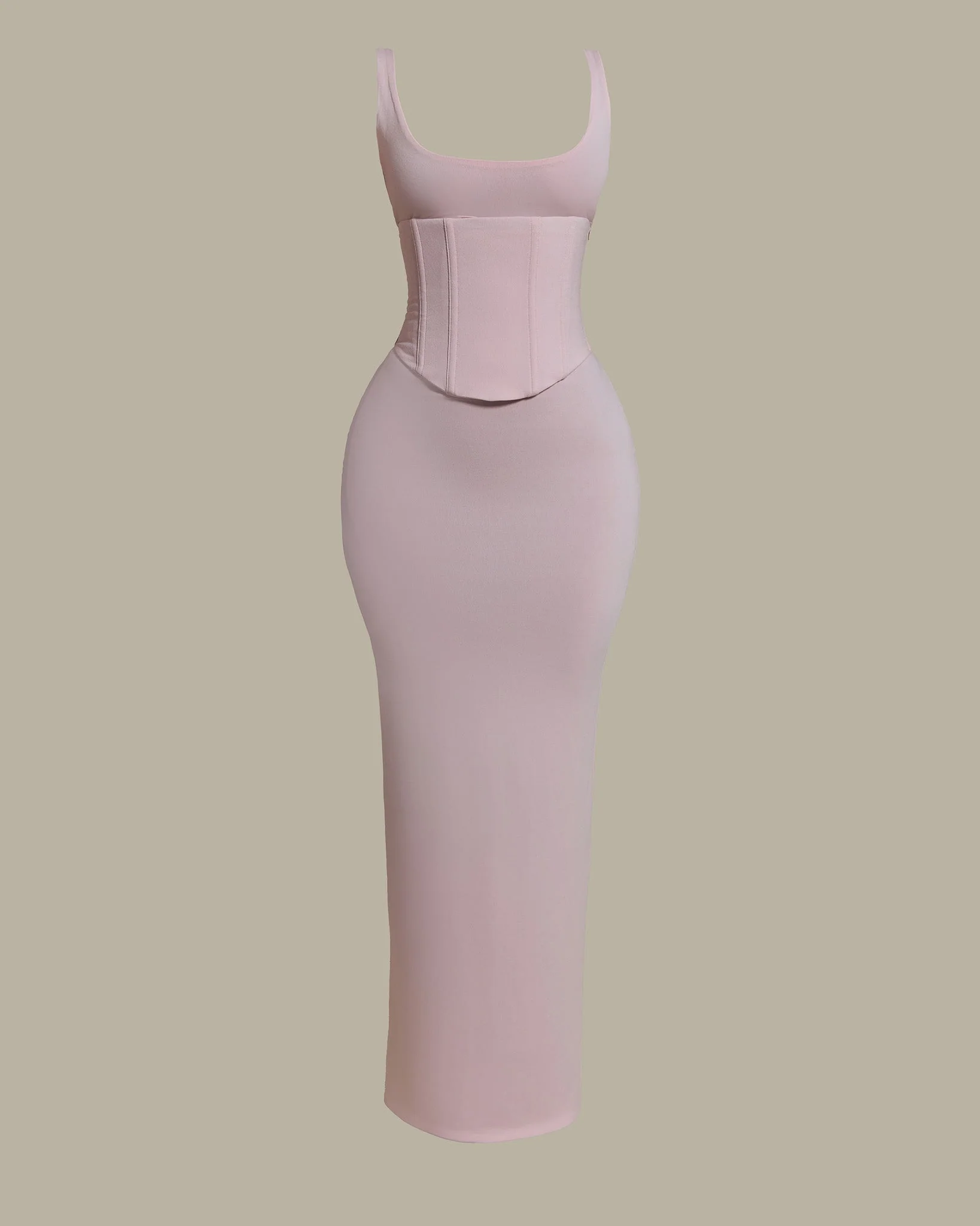 The Sandra Scoop Corset Maxi Dress in Baby Pink - Image 6