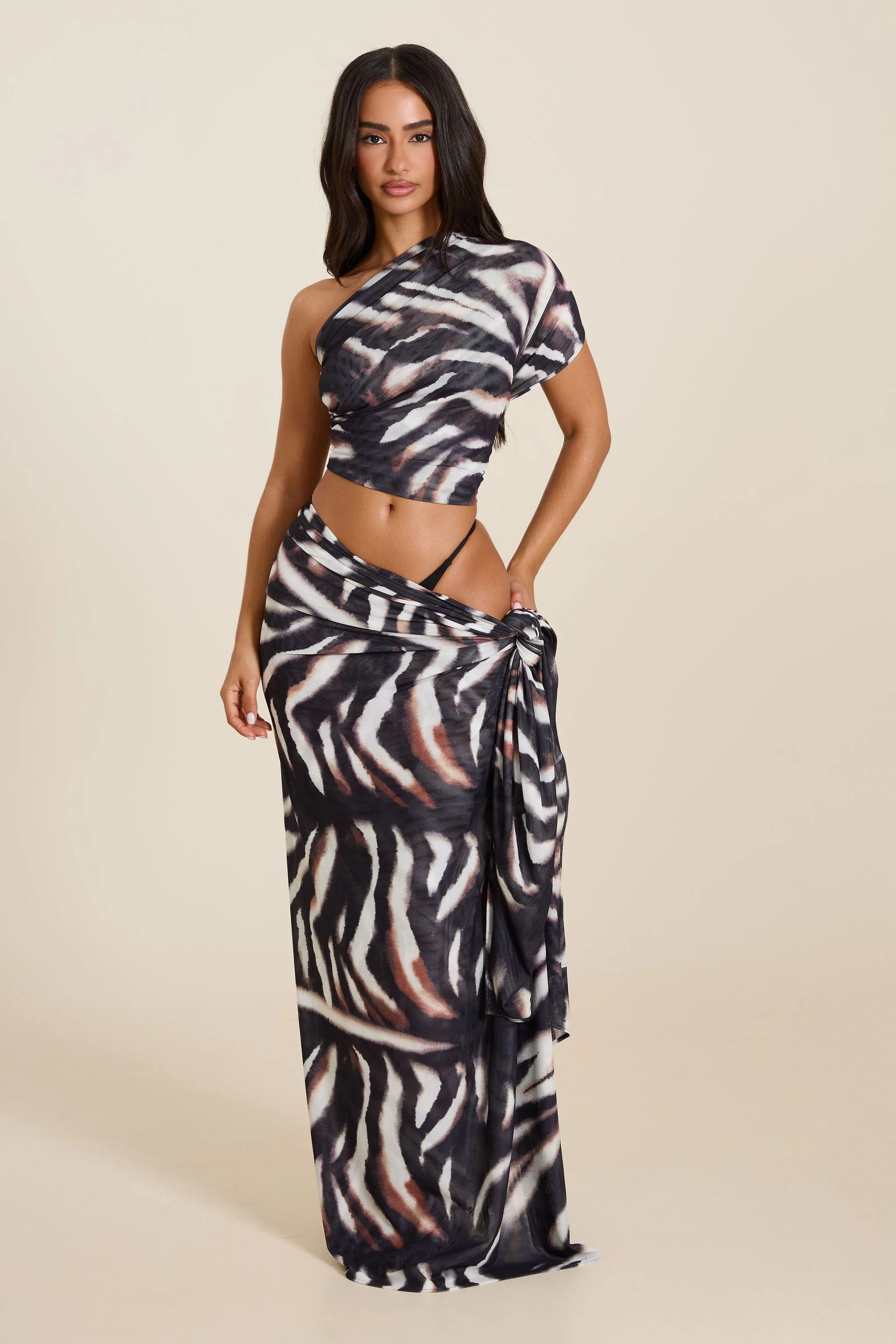 The Gracie Maxi Skirt and Headscarf Set in Zebra Print - Image 5