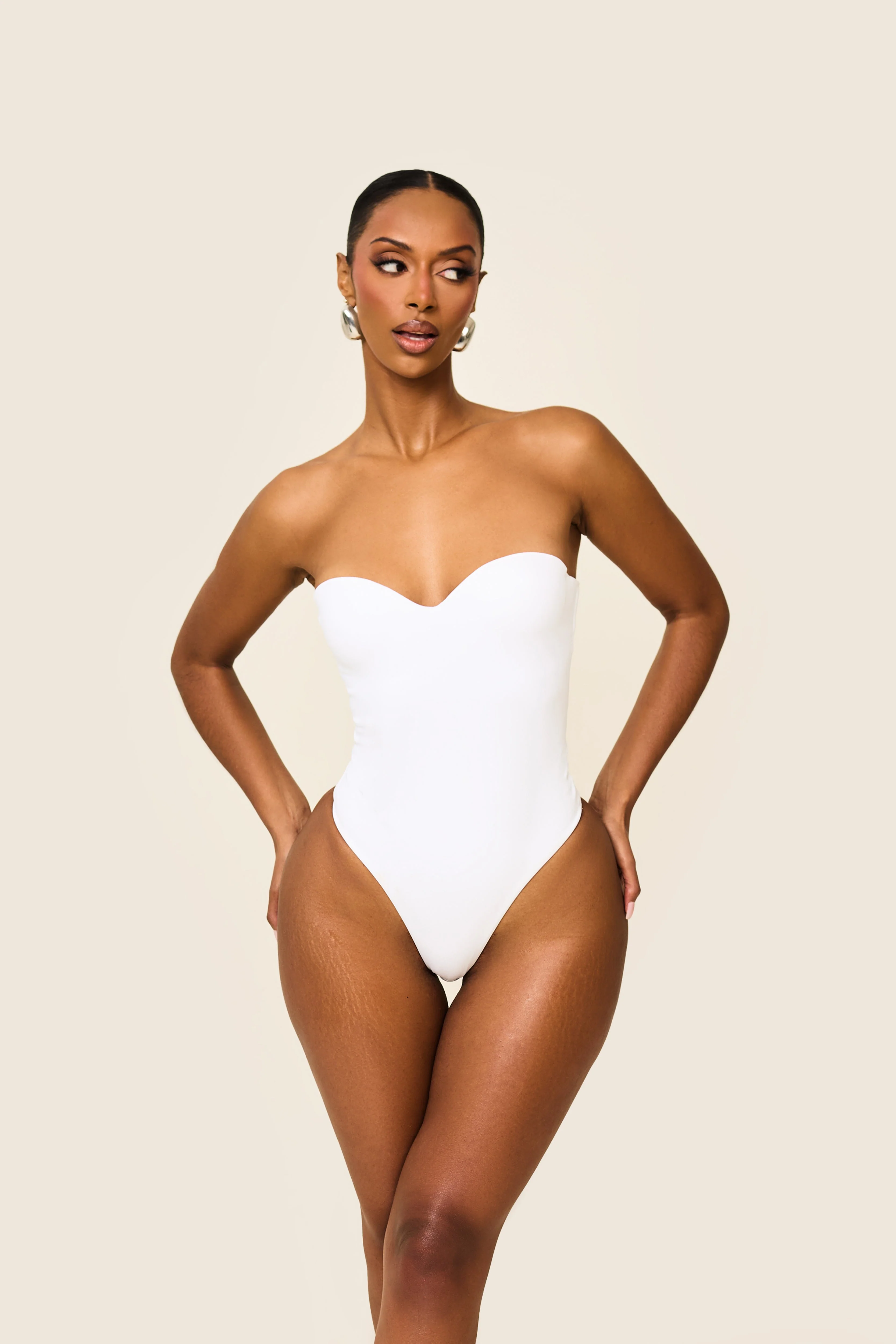 The Sculpt Bodysuit in White - Image 11