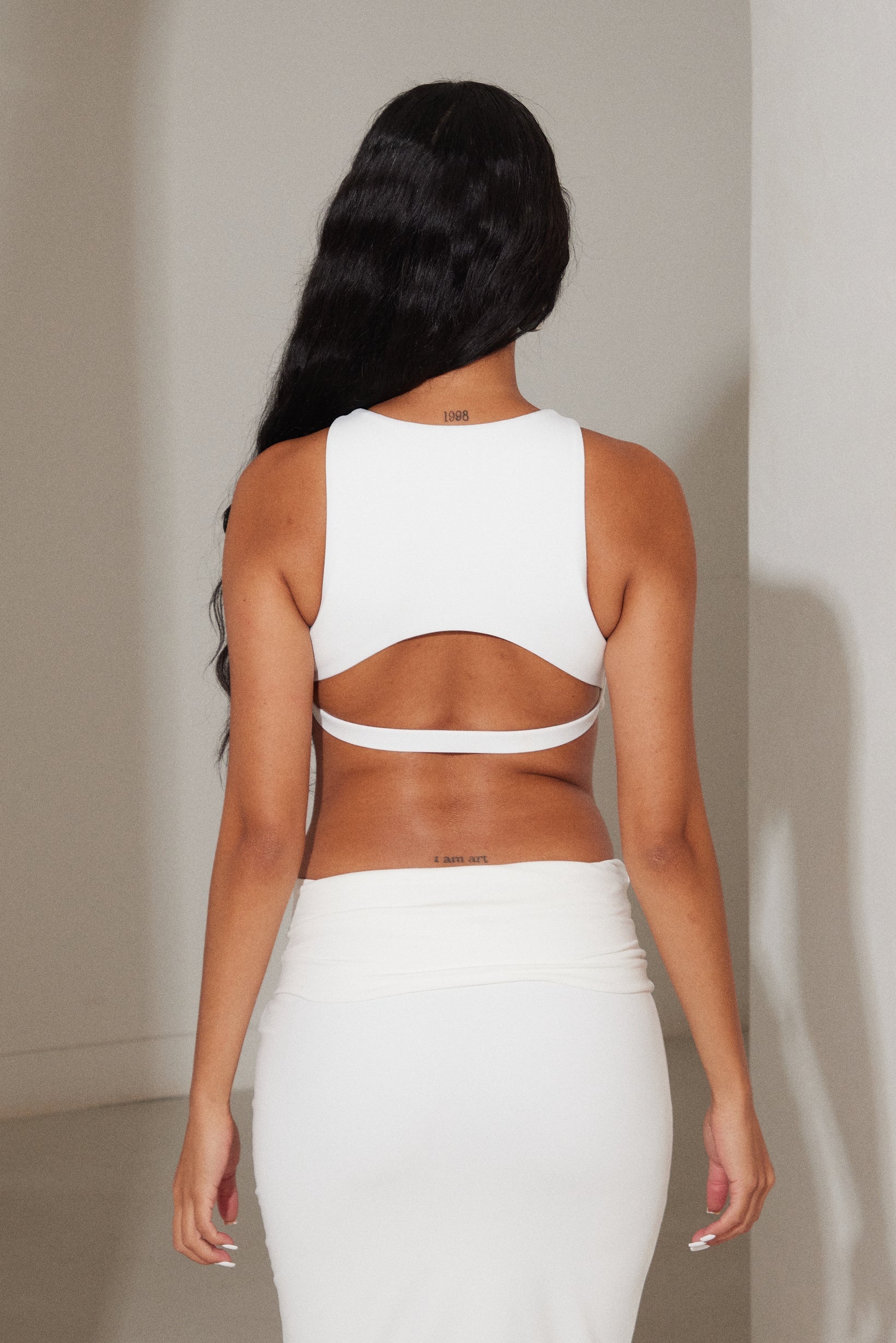 The Sculpt Foldover Maxi Skirt in White - Image 4