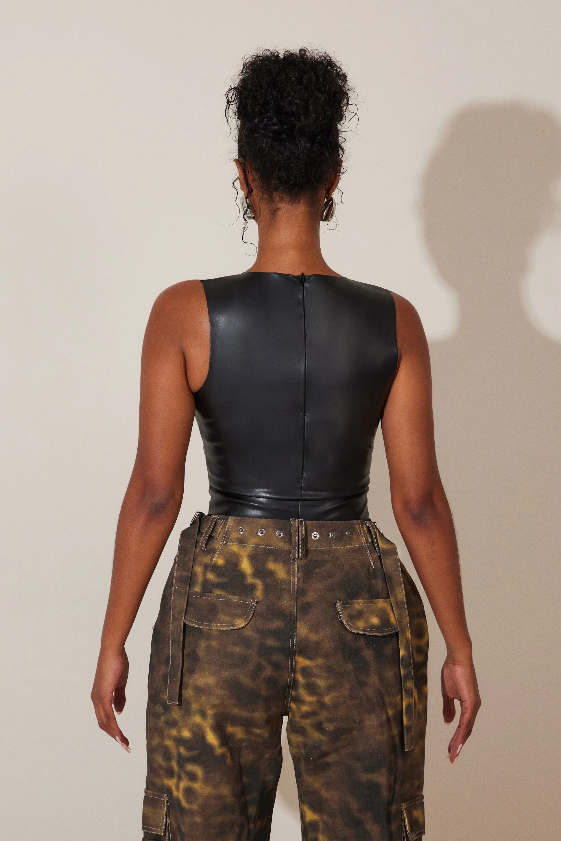 The Dominique Leather Bodysuit in Black - Image 5