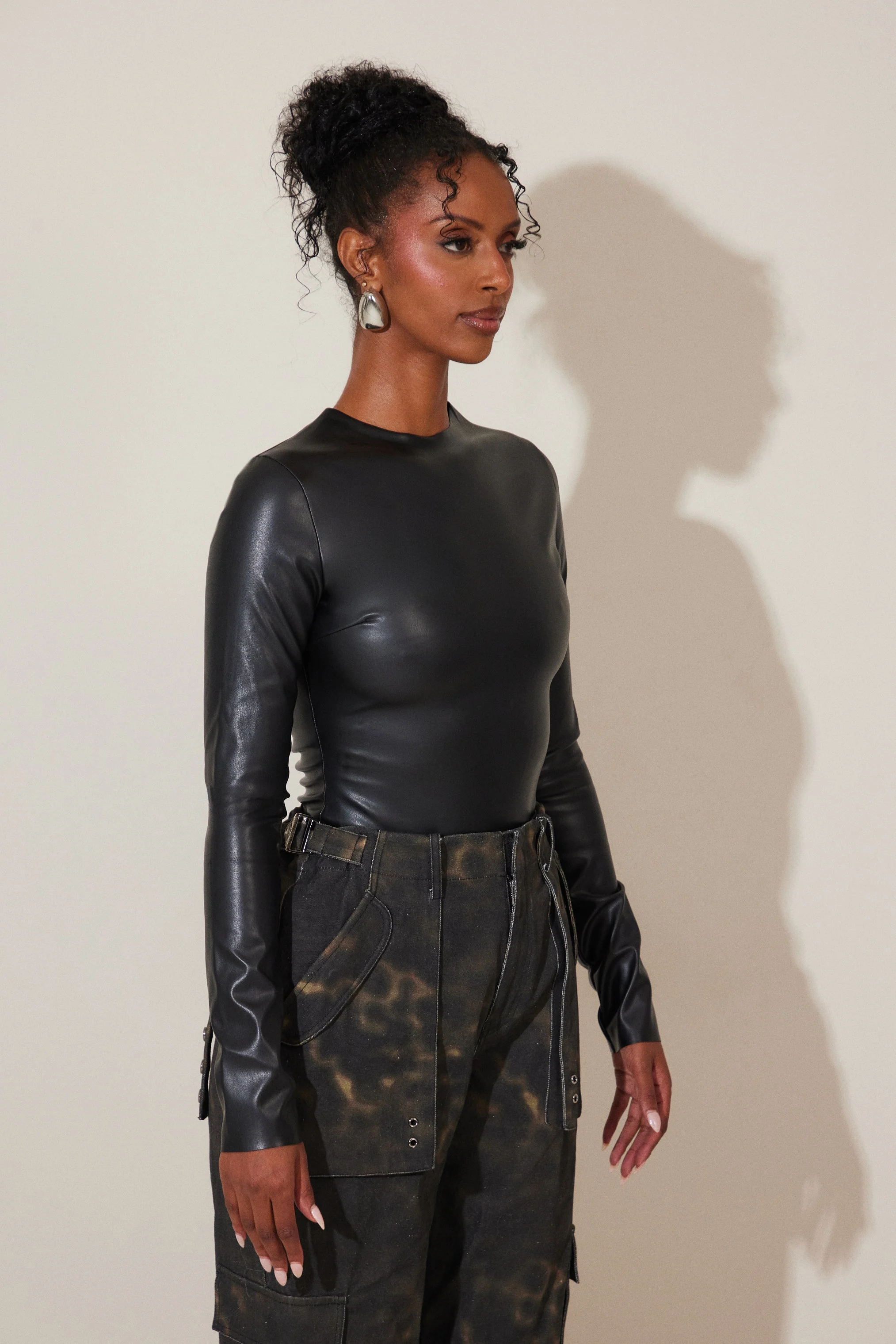 The Rumer Long Sleeved Bodysuit in Black - Image 4