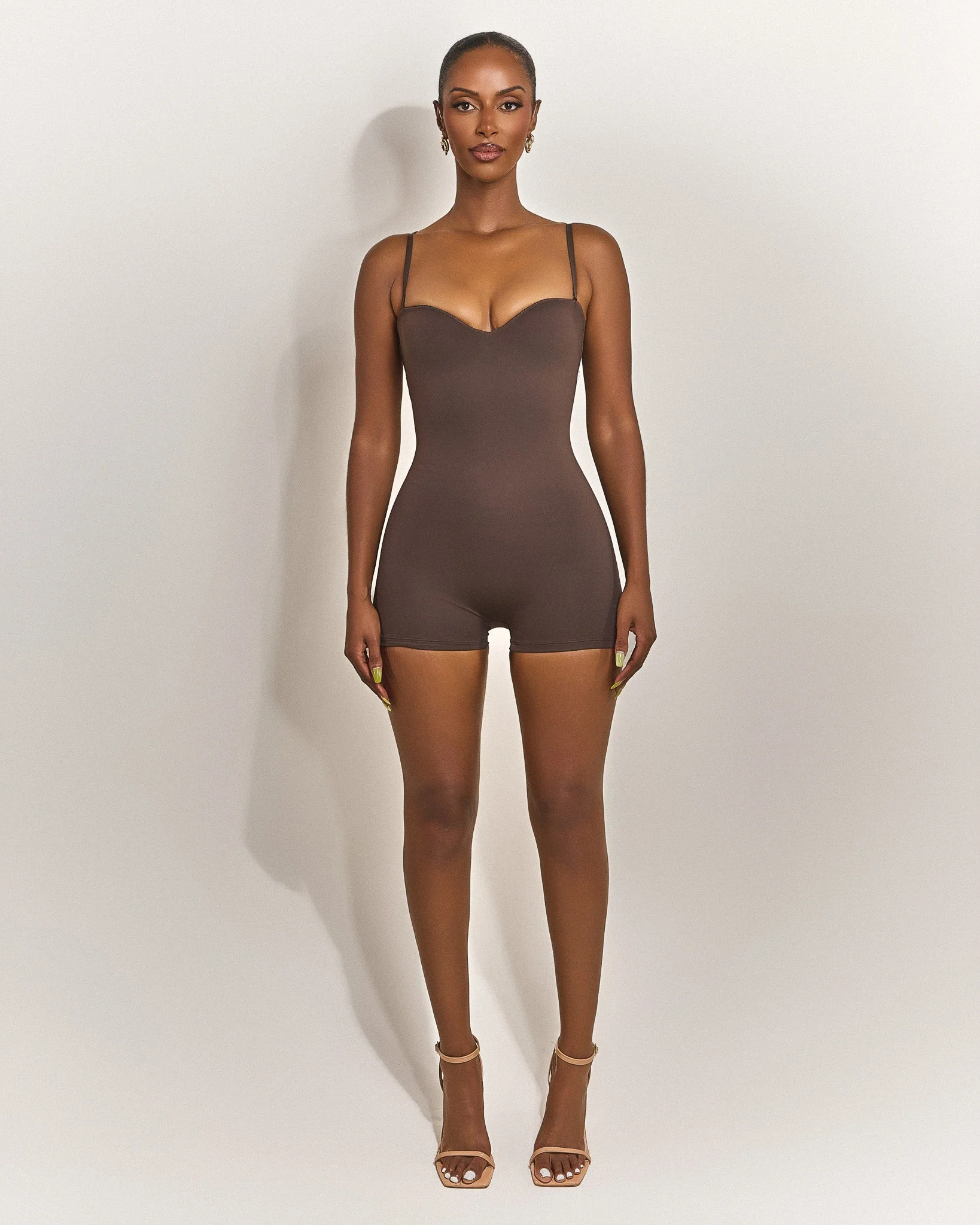 The Sculpt Playsuit in Brown - Image 11